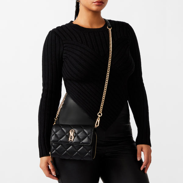 Crossbody Bag Purse Cute Shoulder Tan Quilted Handbag Black Strap Faux  Leather