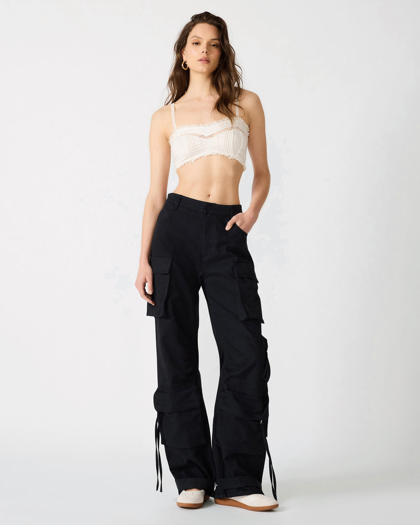 DUO Black Women's Utility Cargo Pants | Steve Madden