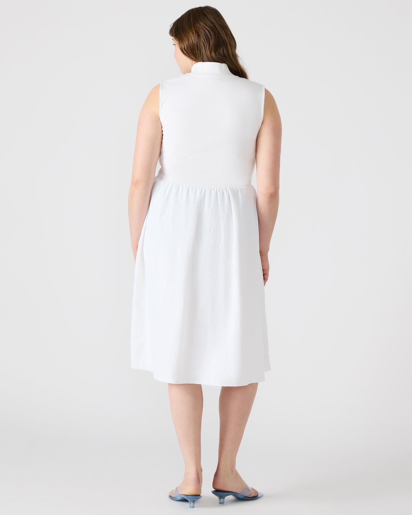 BERLIN White Women's Mock Neck Midi Dress – Steve Madden BERLIN White Women's Mock Neck Midi Dress – Steve Madden