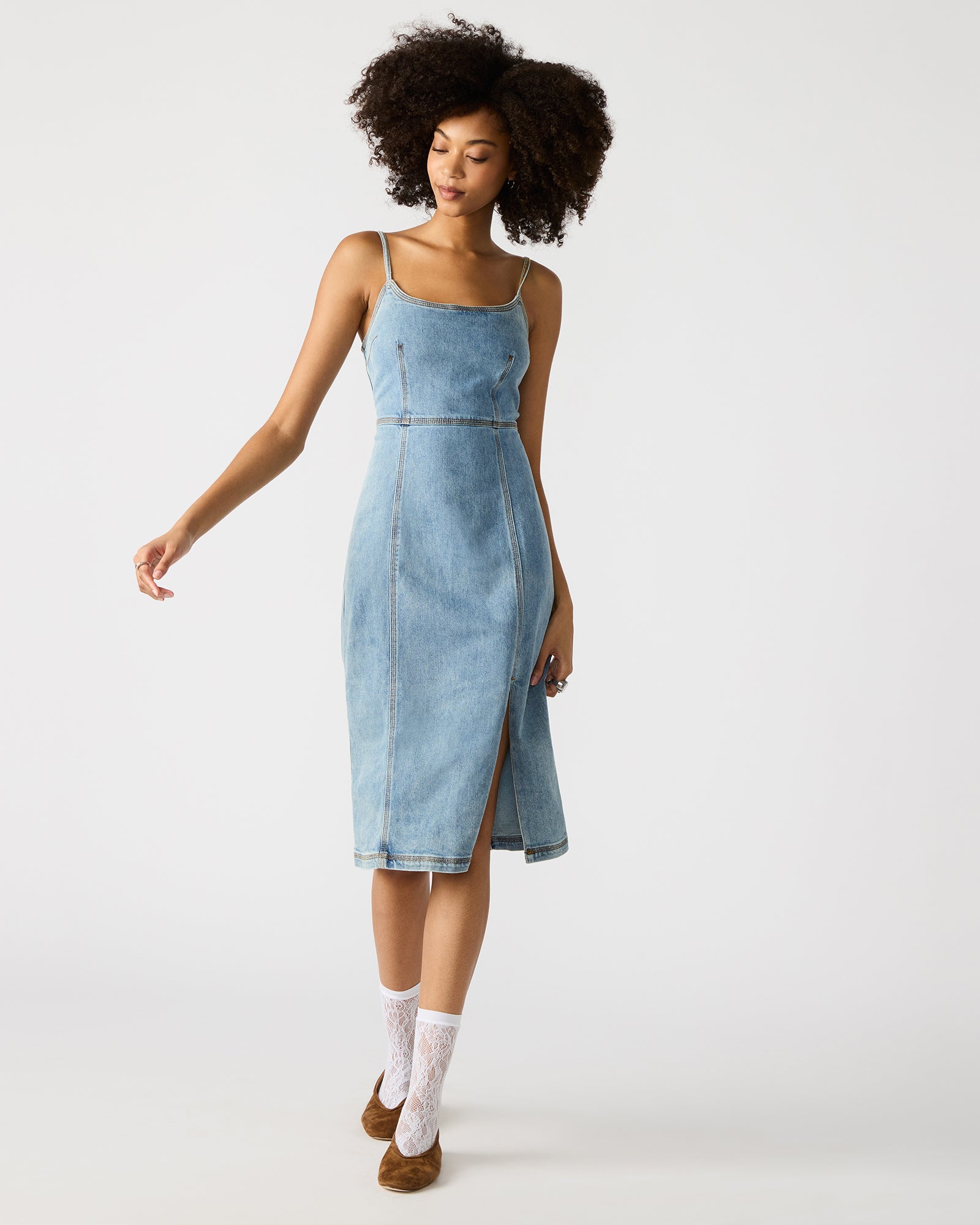 GISELLE Denim Midi Women's Dress with Slit Steve Madden GISELLE Denim Midi Women's Dress with Slit Steve Madden