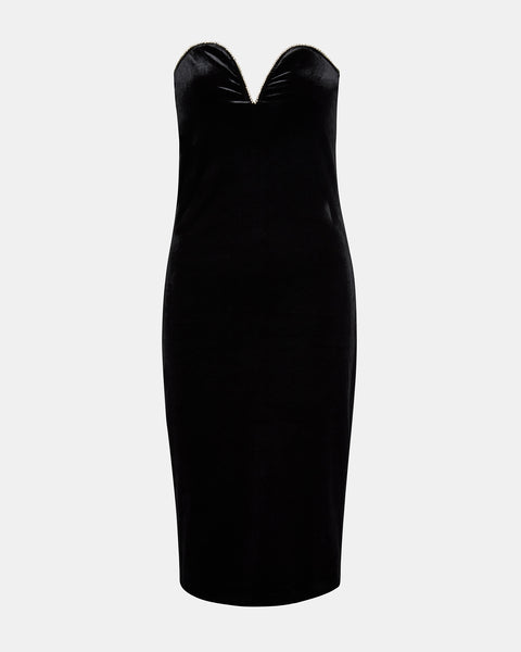 CHARLENE Dress Black | Women's Velvet Midi Dress – Steve Madden