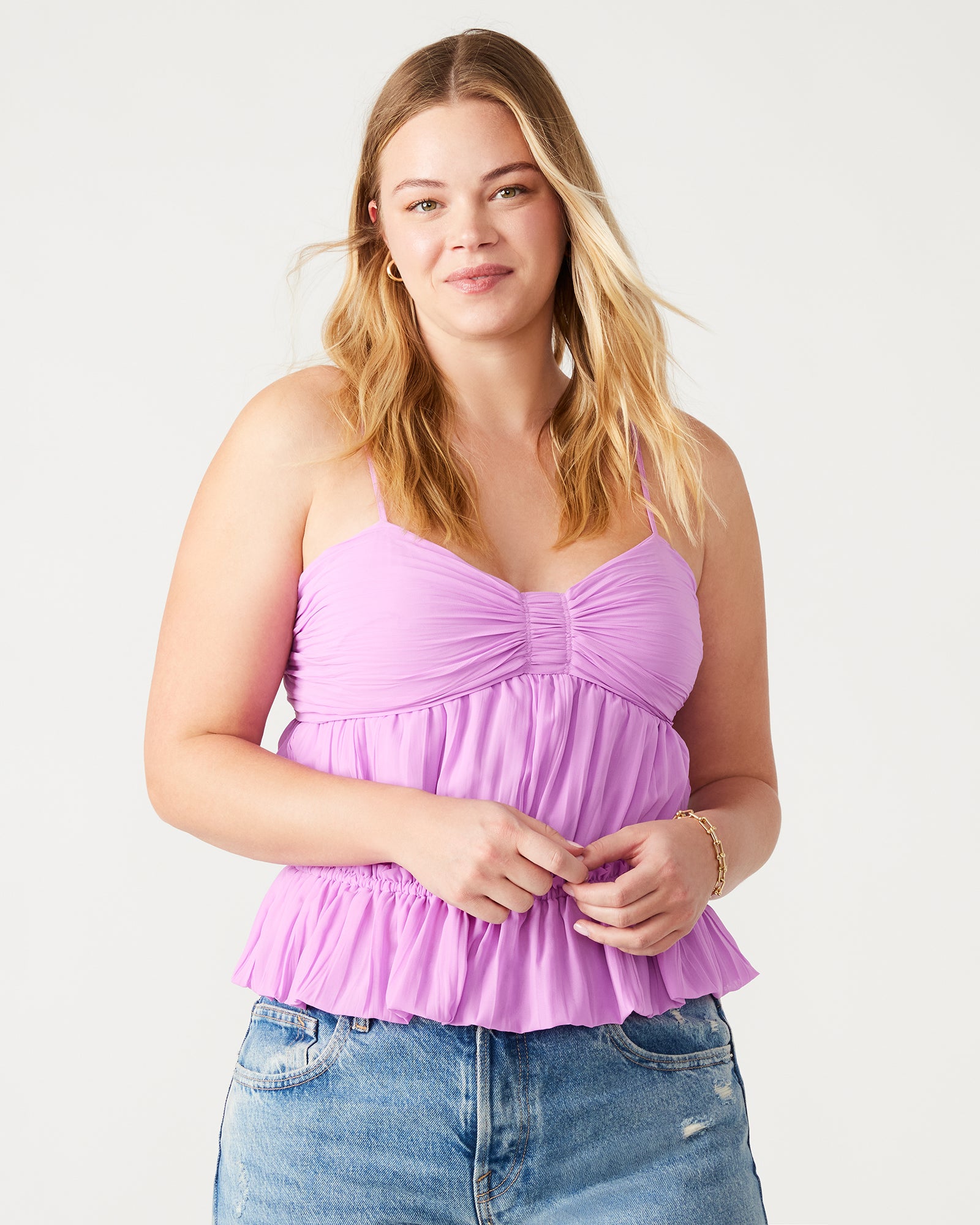 Purple Top SOLANGE Top Purple | Women's Chiffon Blouse – Steve Madden
