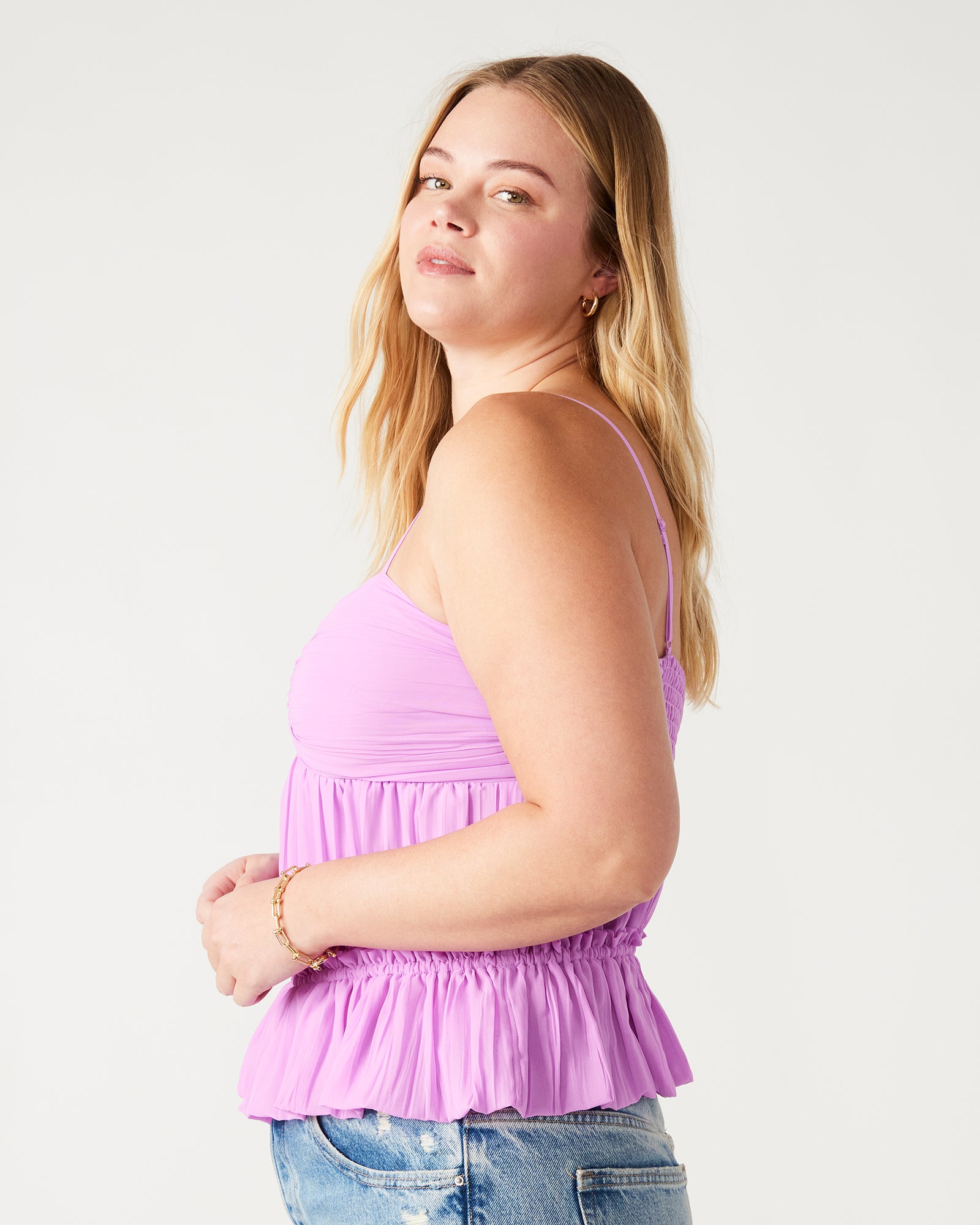 Purple Top SOLANGE Top Purple | Women's Chiffon Blouse – Steve Madden