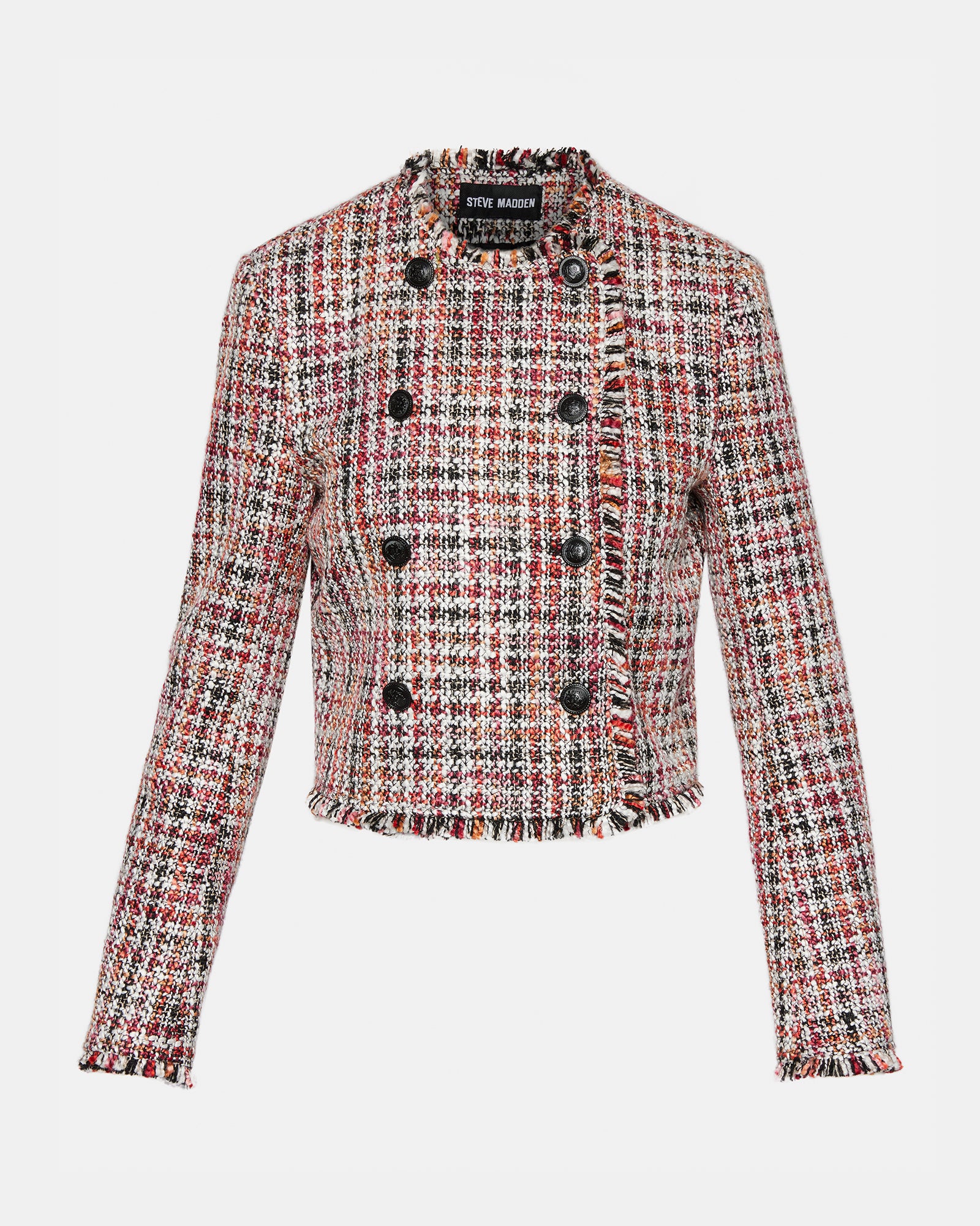 ANTOINETTE Jacket Red Multi Women's Cropped Tweed Blazer – Steve