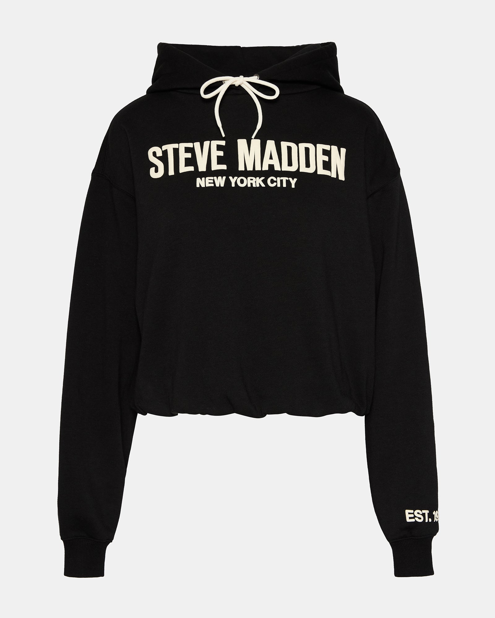 Steve Madden Women's Sm Logo Hoodie Long Sleeve Tops - Black - Size Medium
