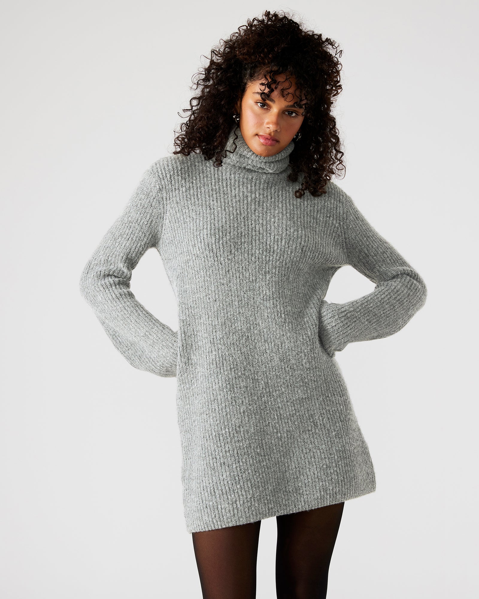 ABBIE Sweater Dress Grey | Mini Turtleneck Flared Sleeve Dress Steve Madden ABBIE Sweater Dress Grey | Mini Turtleneck Flared Sleeve Dress Steve Madden