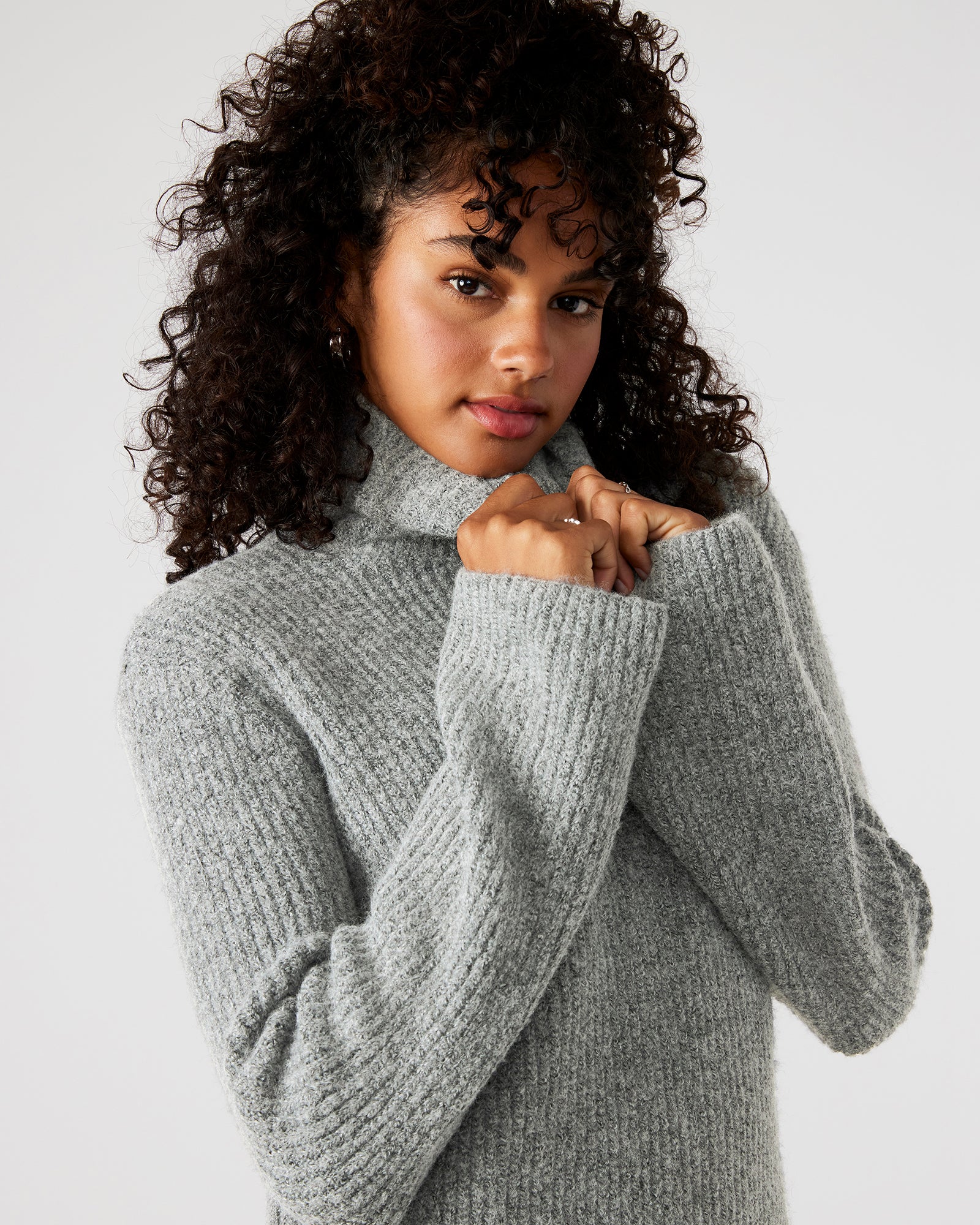 ABBIE Sweater Dress Grey | Mini Turtleneck Flared Sleeve Dress Steve Madden ABBIE Sweater Dress Grey | Mini Turtleneck Flared Sleeve Dress Steve Madden
