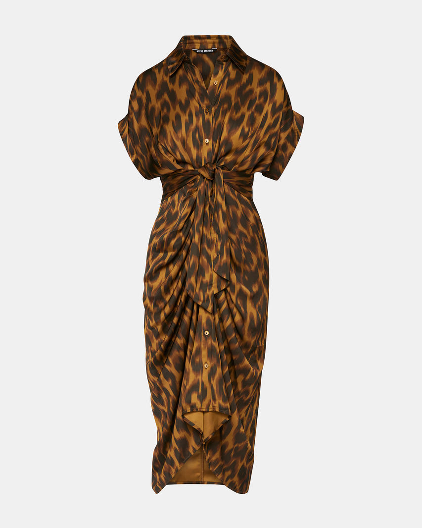 TORI Leopard Button Up Collared Midi Dress – Steve Madden