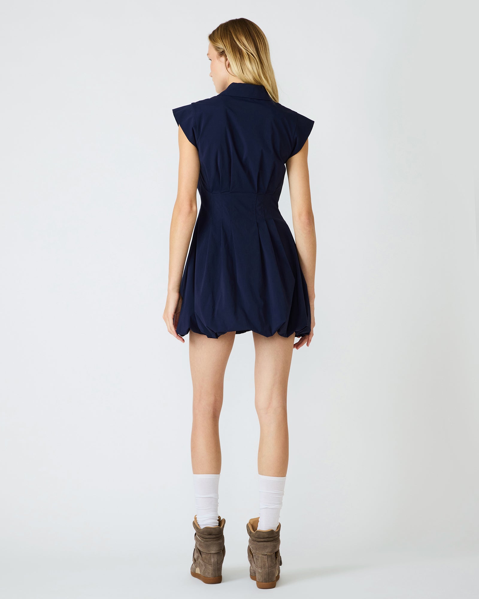 DYANNE Marine Women's Zip-Front Bubble-Hem Dress Steve Madden DYANNE Marine Women's Zip-Front Bubble-Hem Dress Steve Madden