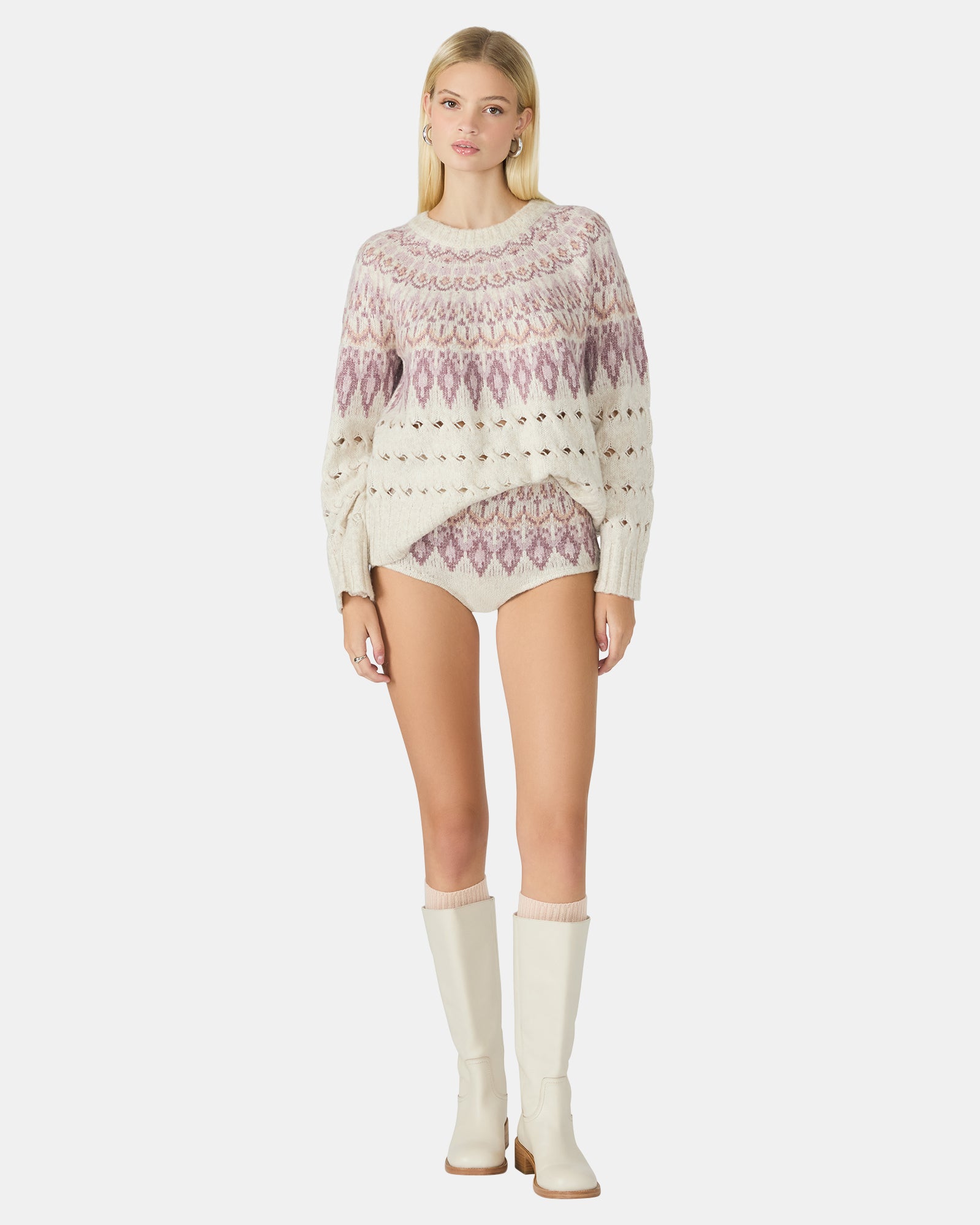 SUZETTE Multi Women's Fair Isle Long-Sleeved Pullover Sweater – Steve ...