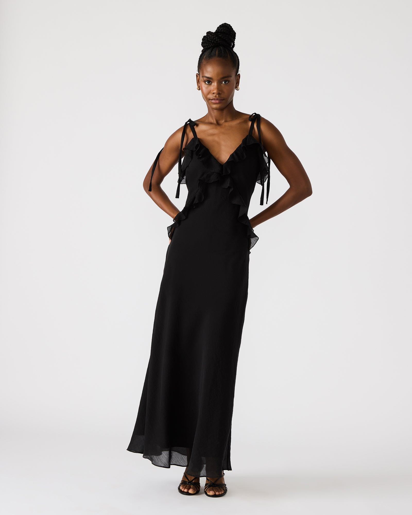 steve madden black dress Lua Posh Boutique Nashville adjustable straps Steve Madden Willow Lace Maxi
