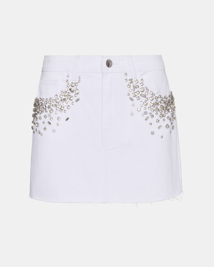 ERAS DENIM SKIRT WHITE