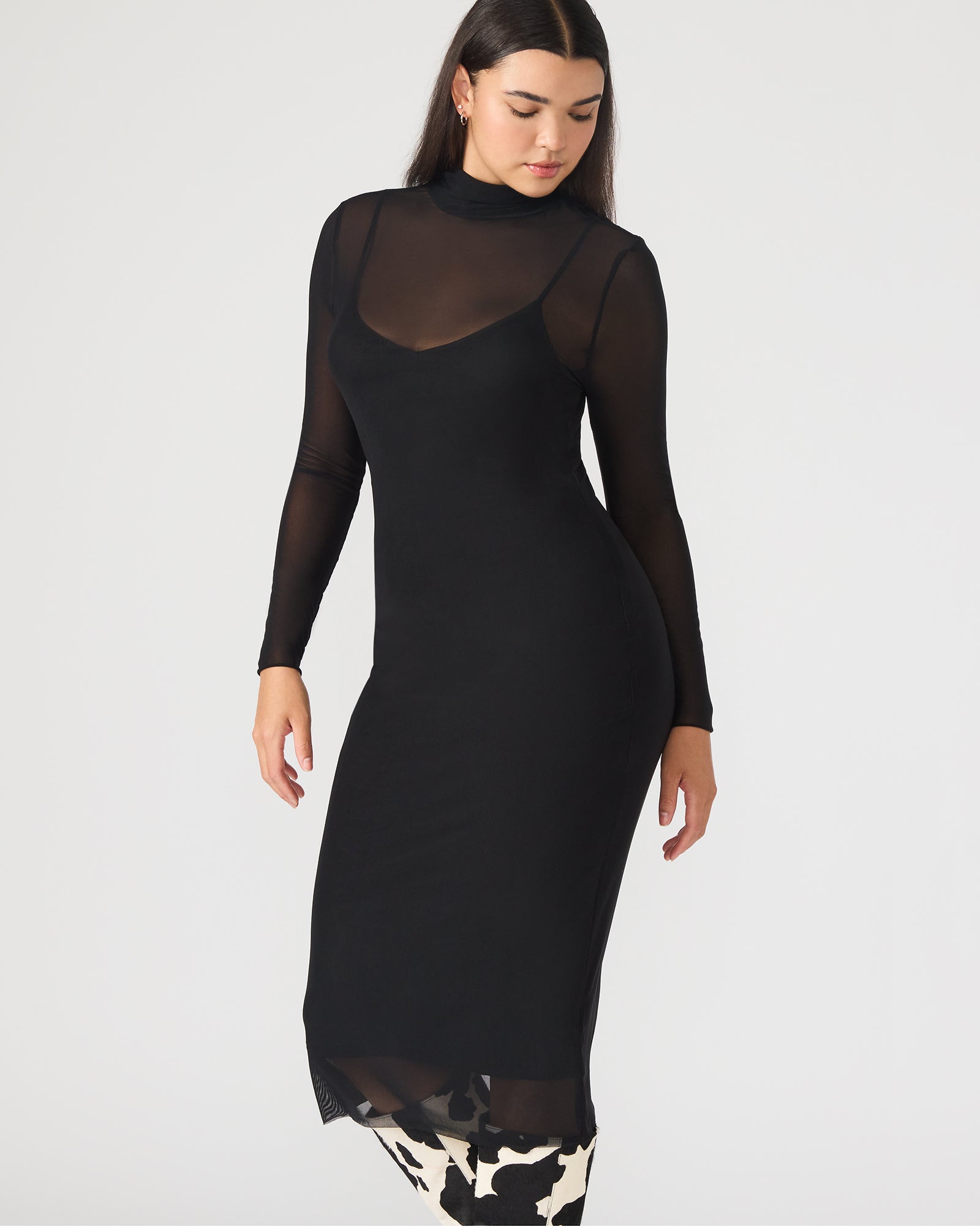 Steve Madden Hailee Long Sleeve Mesh Body-Con Dress in Black at Nordstrom, Size X-Large Steve Madden Hailee Long Sleeve Mesh Body-Con Dress in Black at Nordstrom, Size X-Large