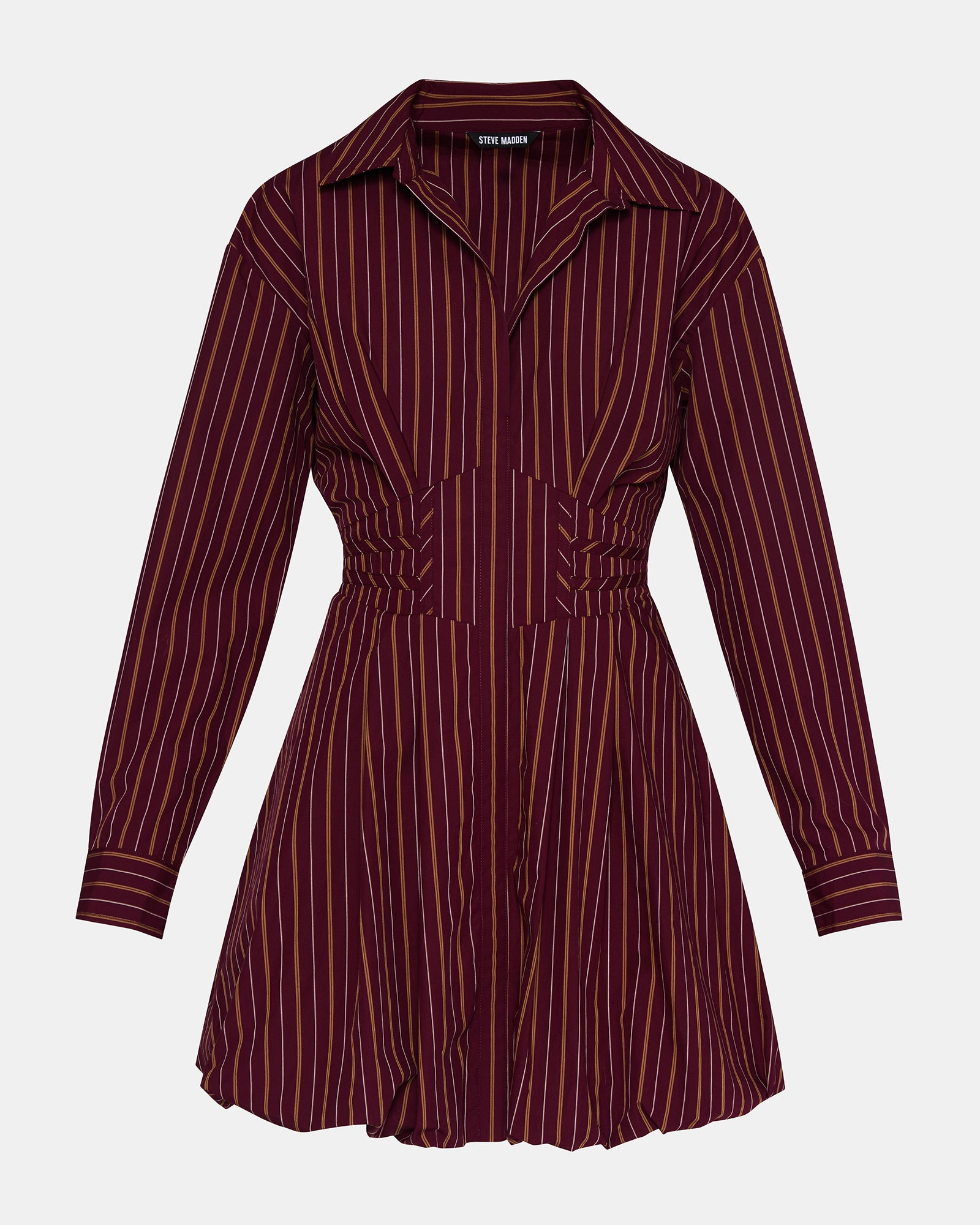 ARIELLE Wine Long-Sleeved Button-Up Bubble Women's Dress Steve Madden ARIELLE Wine Long-Sleeved Button-Up Bubble Women's Dress Steve Madden