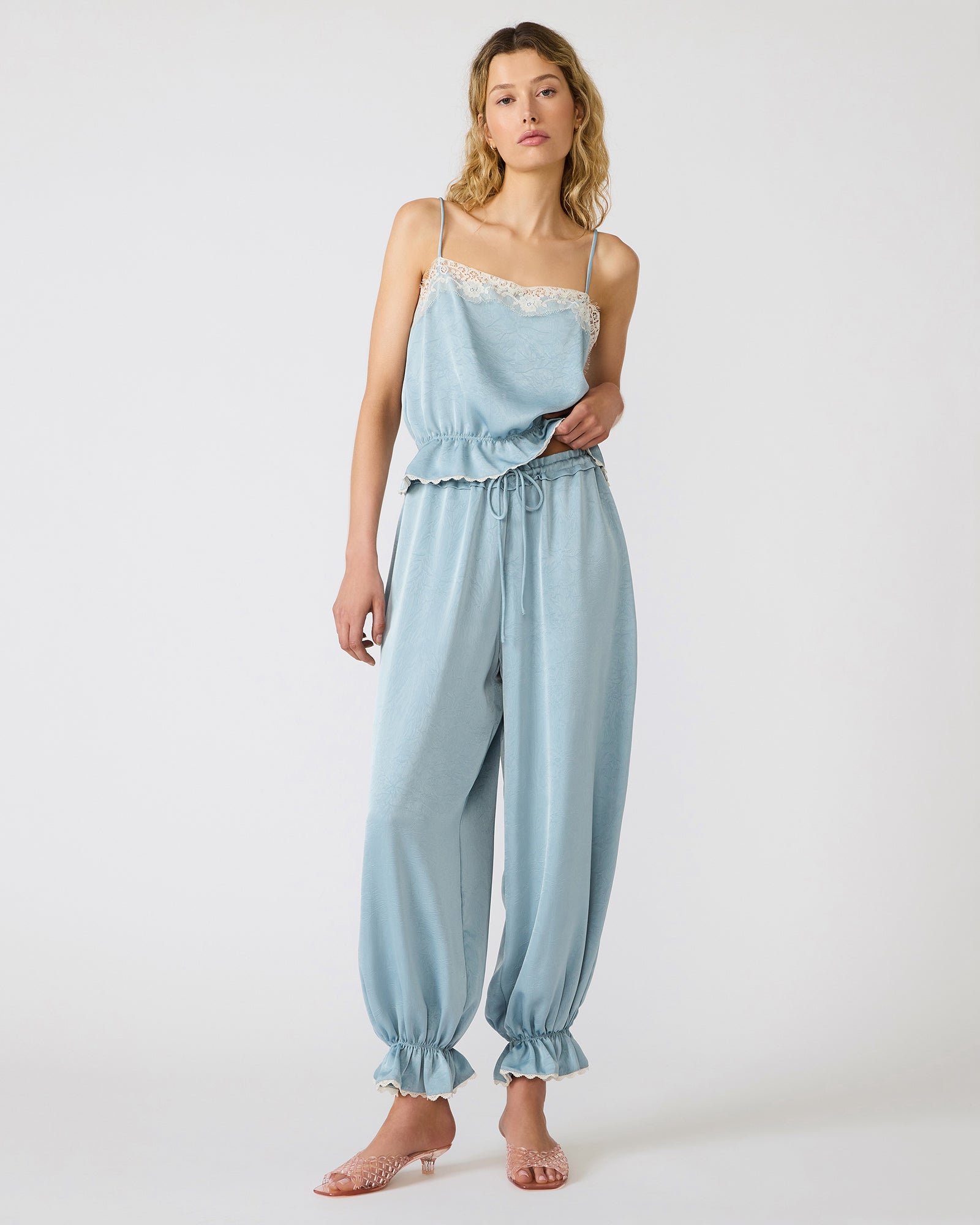 ROAN Dusty Blue Tie-Front Parachute Women's Pants | Steve Madden