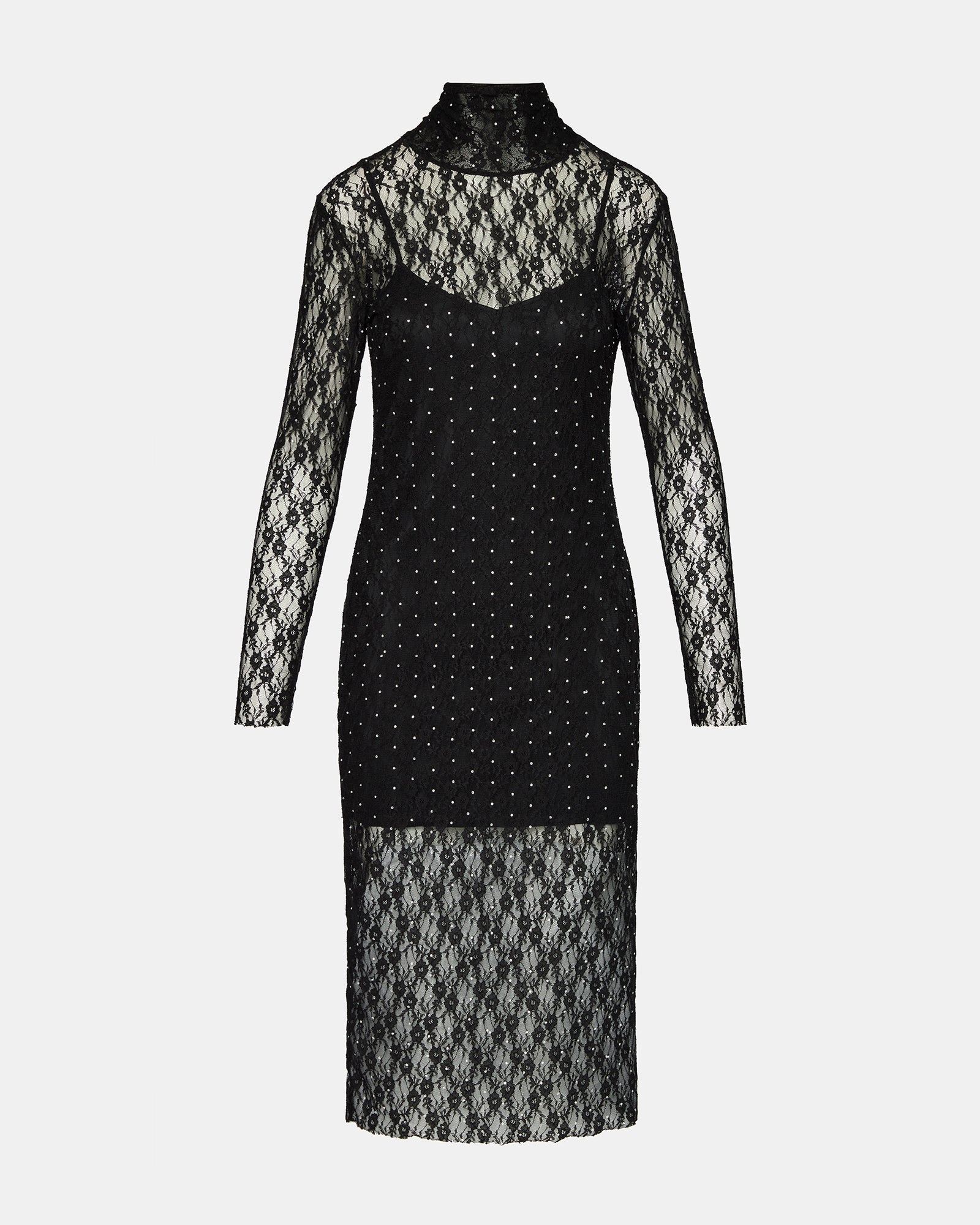 Steve Madden Women's Vivienne Mock Neck Lace Dress - Black - Size M Steve Madden Women's Vivienne Mock Neck Lace Dress - Black - Size M