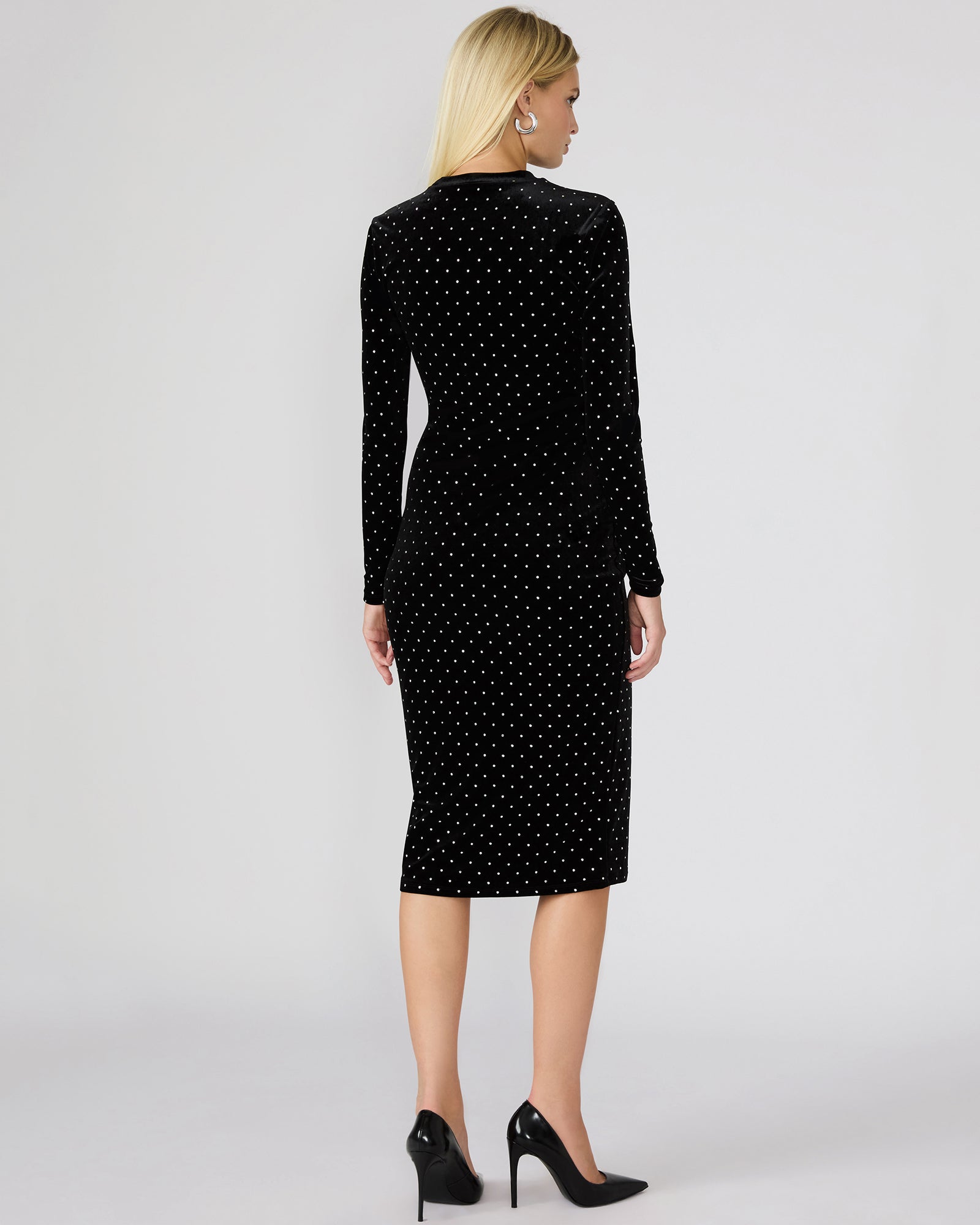 HAILEE STUDDED VELVET DRESS BLACK