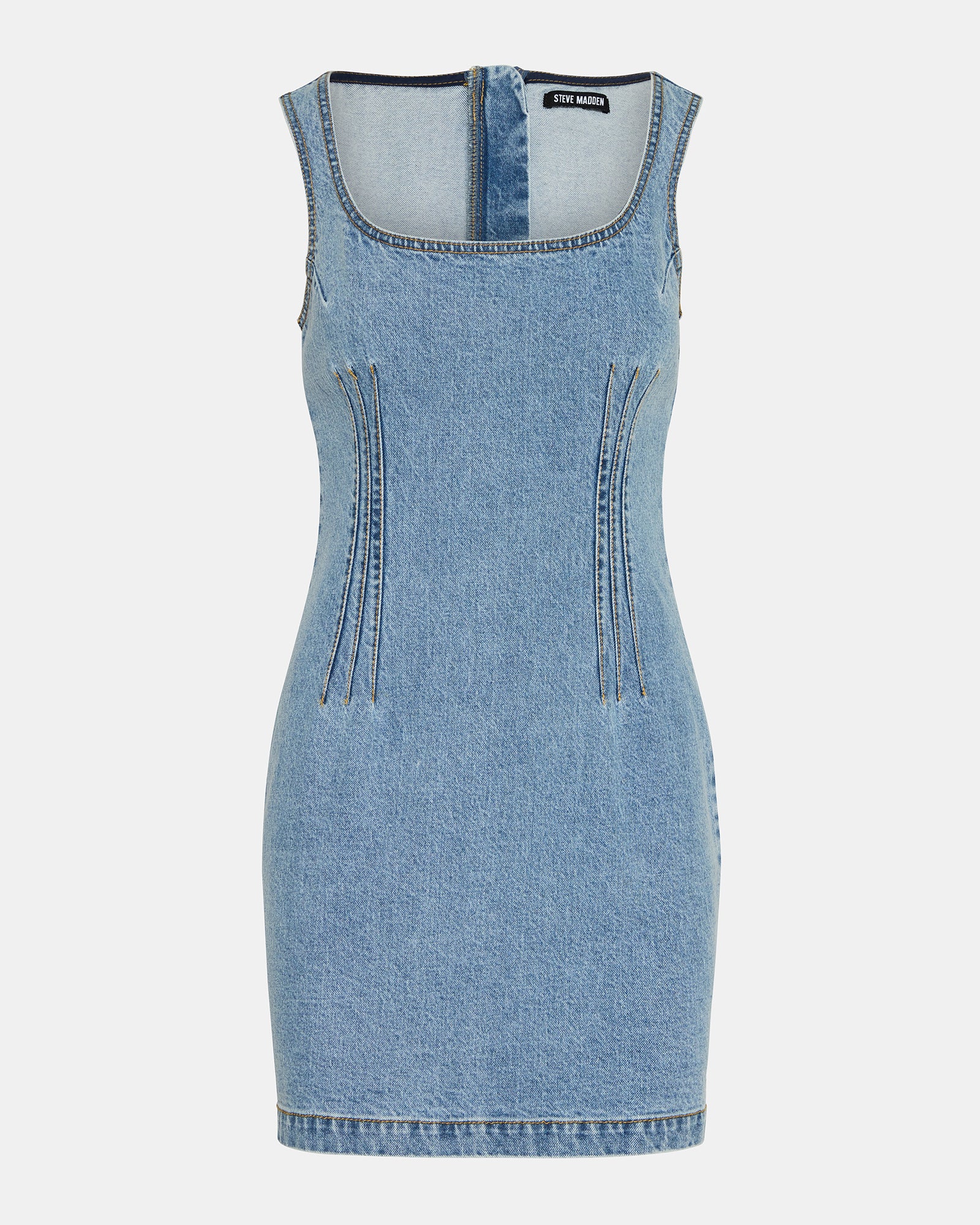 Steve Madden Women's Noelle Square Neck Dress - Blue - Mini Dresses Steve Madden Women's Noelle Square Neck Dress - Blue - Mini Dresses