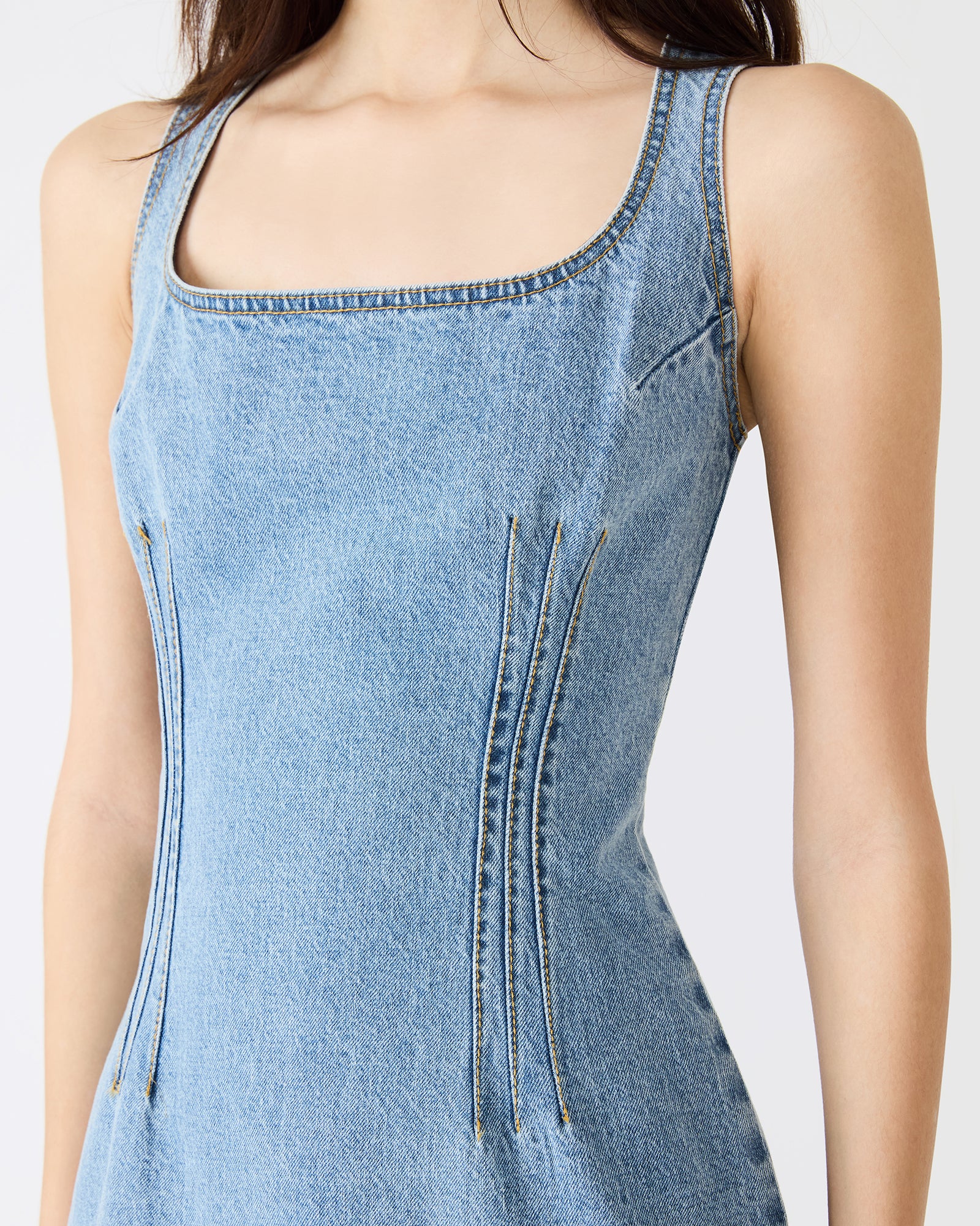 Steve Madden Women's Noelle Square Neck Dress - Blue - Mini Dresses Steve Madden Women's Noelle Square Neck Dress - Blue - Mini Dresses
