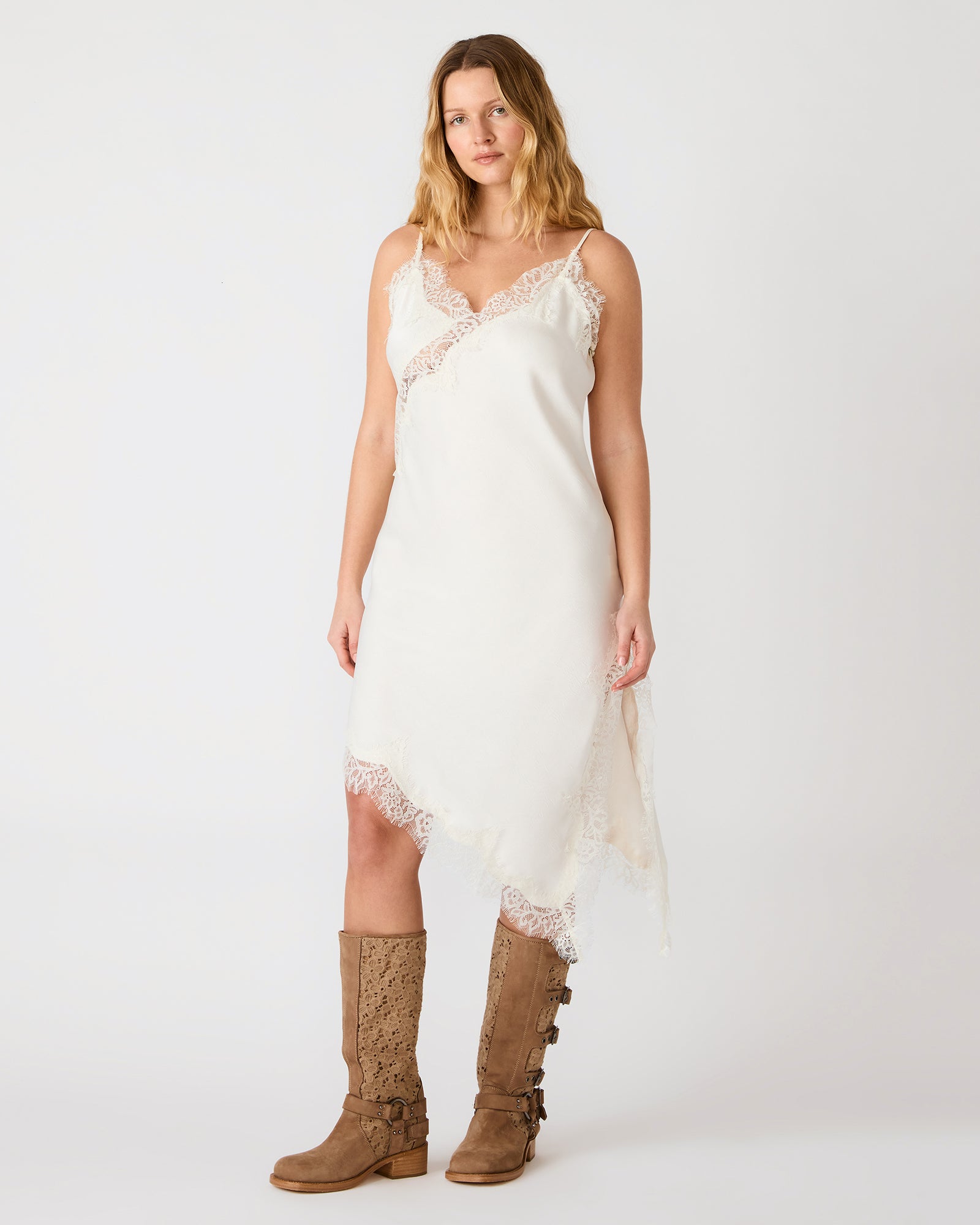 Steve Madden Women's Danna V-Neck Asymmetrical Dress - Cream Steve Madden Women's Danna V-Neck Asymmetrical Dress - Cream