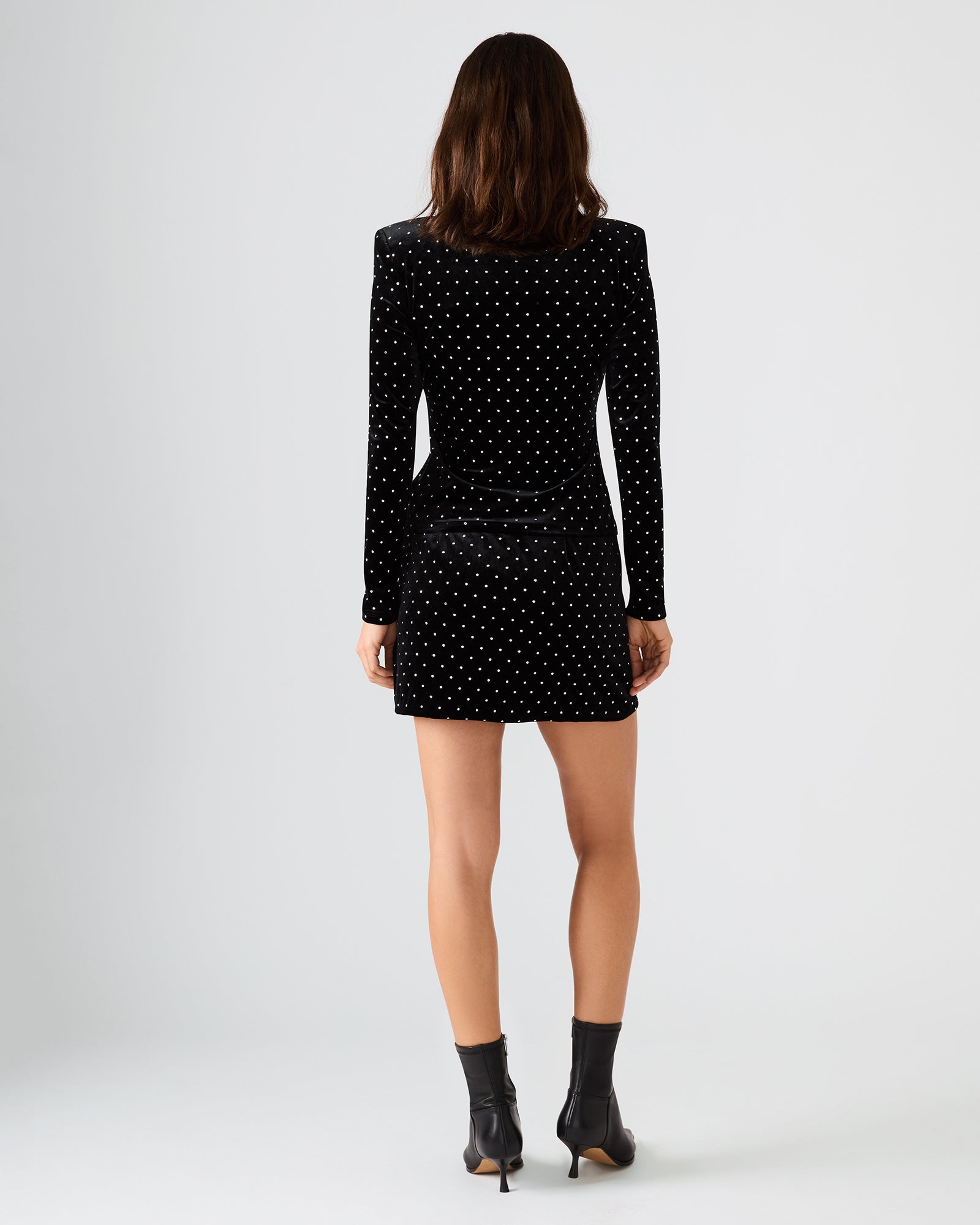 CINDI STUDDED VELVET SKIRT BLACK