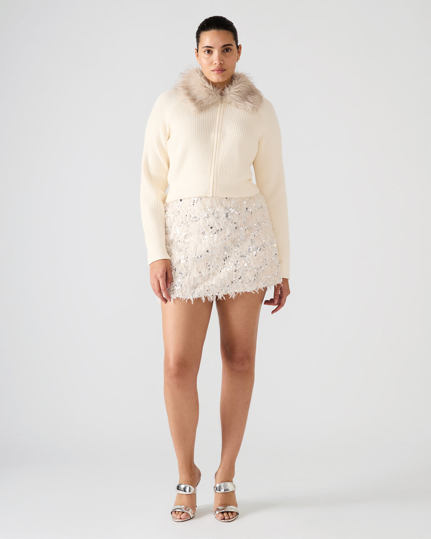 CINDI FEATHER SKIRT IVORY