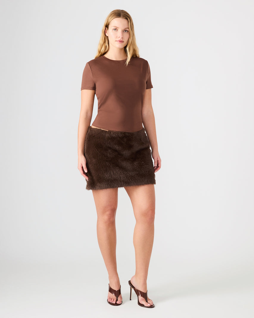 AVIVA FAUX FUR SKIRT DARK ESPRESSO - view 7