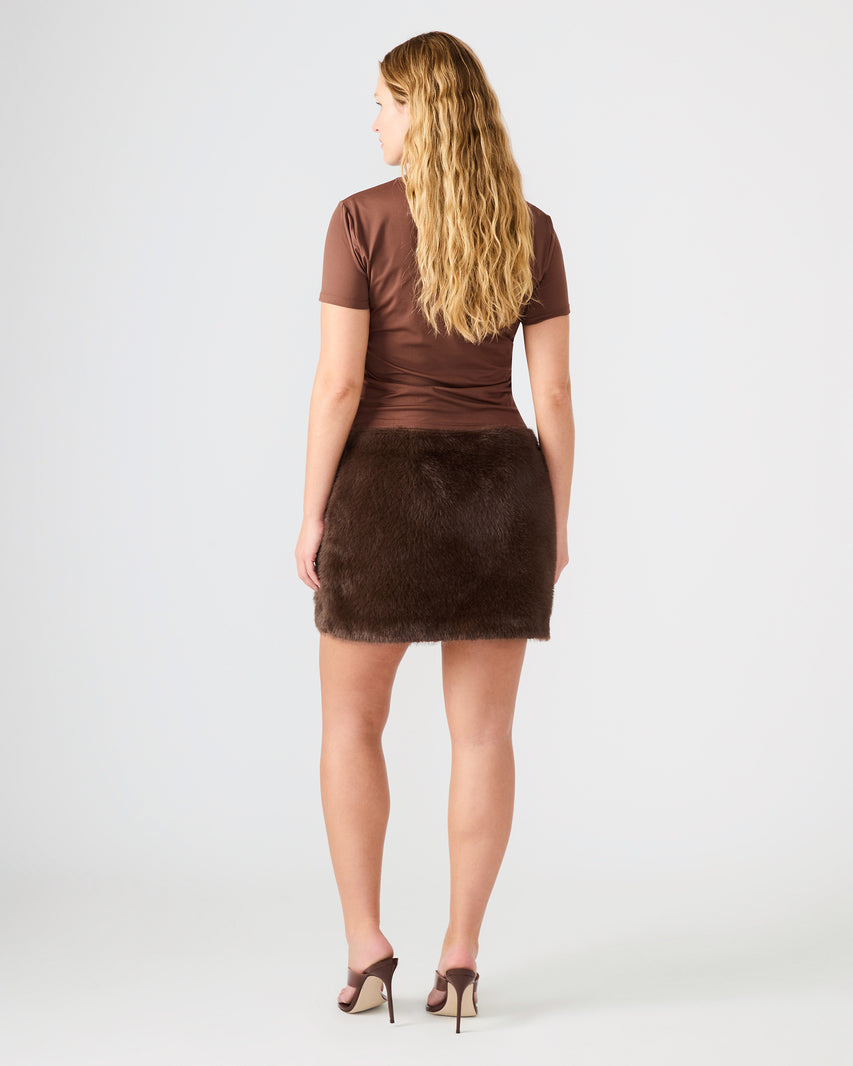 AVIVA FAUX FUR SKIRT DARK ESPRESSO - view 9