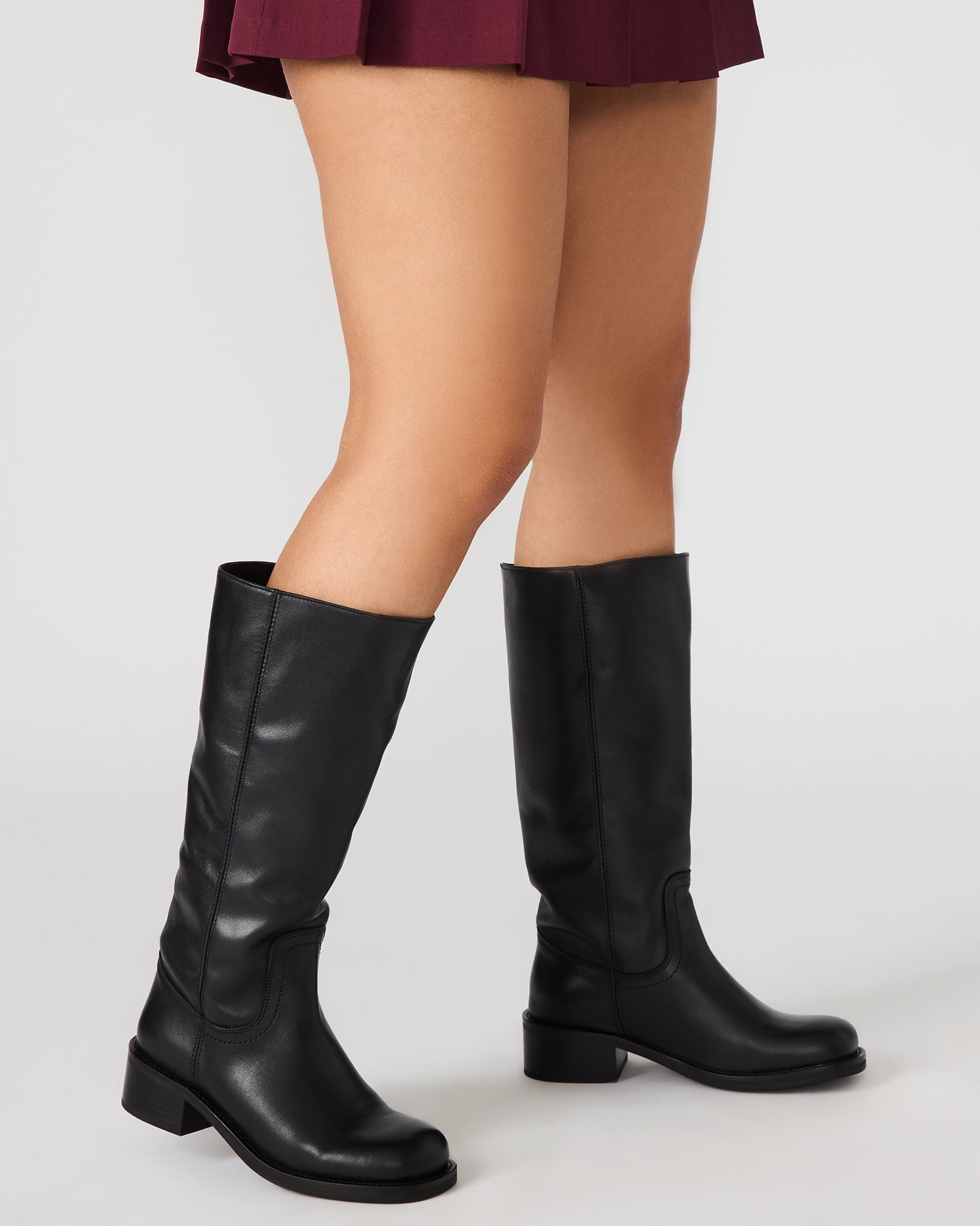 Steve Madden Women's Riggs Leather Wide Calf Knee High Boots - Rust