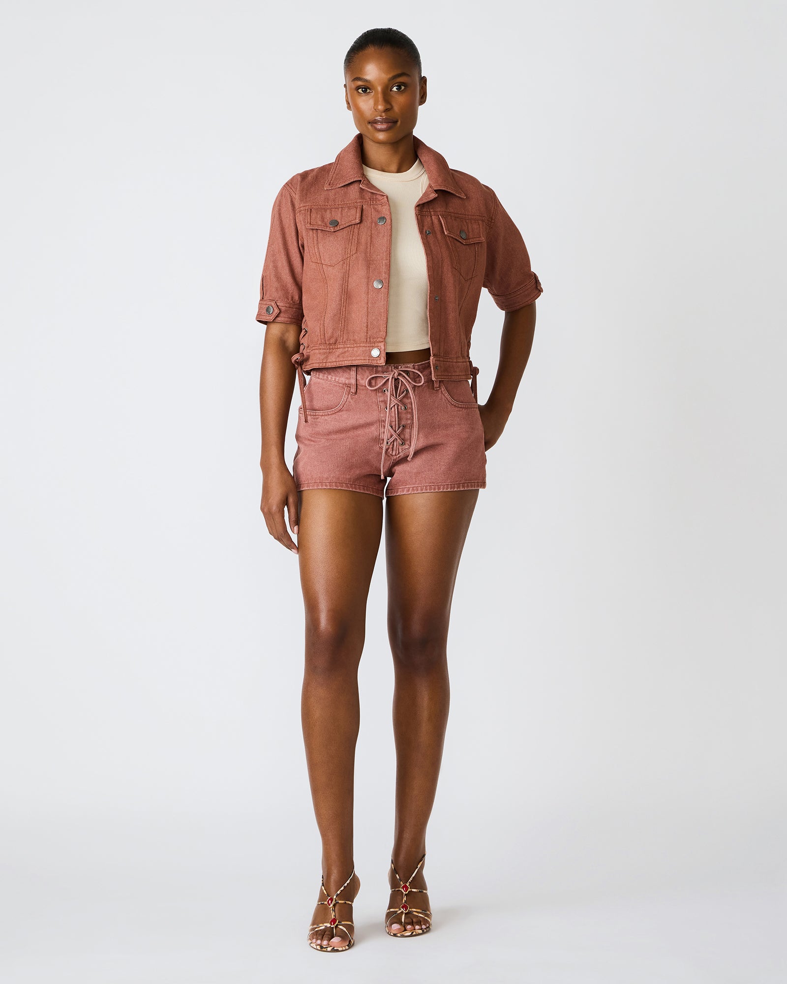 CALLISTO Rust Lace-Up Denim Women's Shorts – Steve Madden