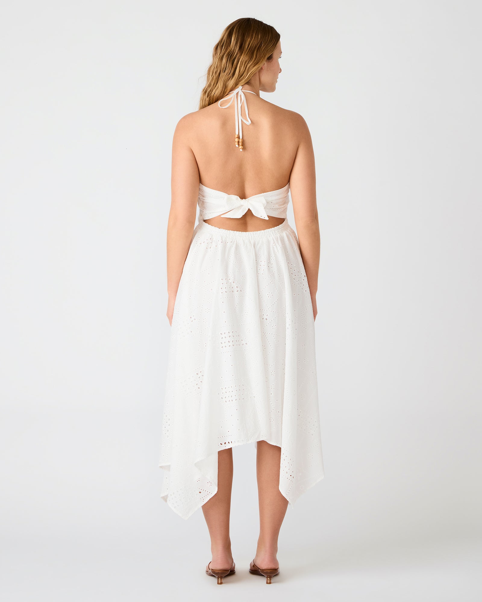 DALINA Birch White Eyelet Halter Women's Midi Dress – Steve Madden