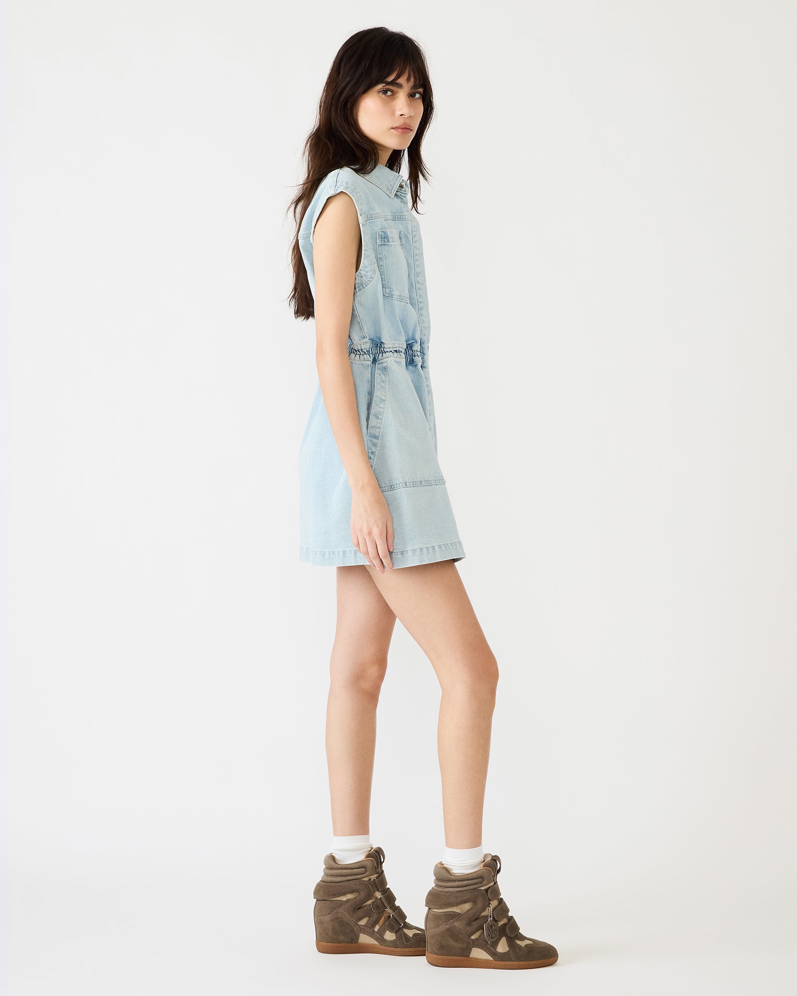cute summer wedding guest dresses Steve Madden Women's Robbie Dress Sleeveless Denim Dresses - Sulphur Spring - Size Small