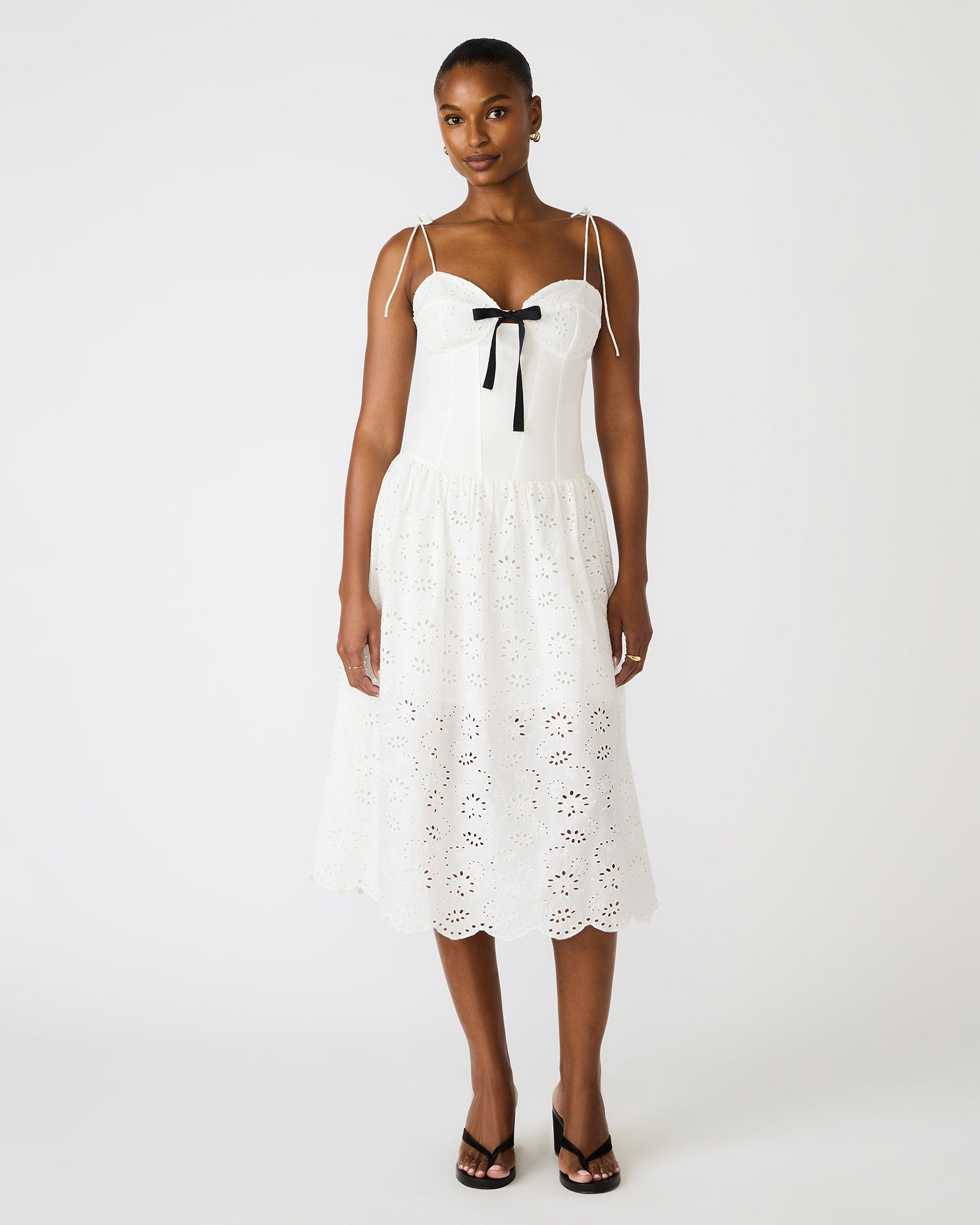 Bb Dakota Women's Sweetheart Neck Midi Dress - White