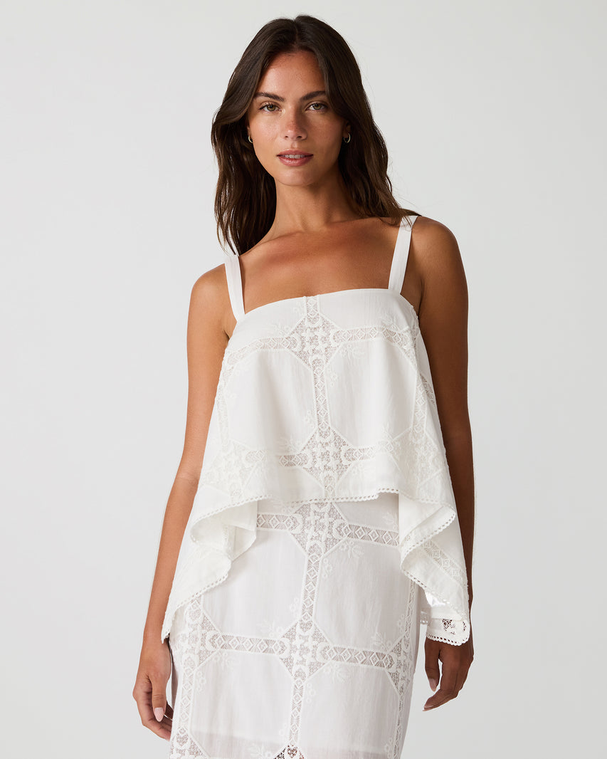 AINSLEE Antique Flowy Eyelet Sleeveless Set Women's Top | Steve Madden