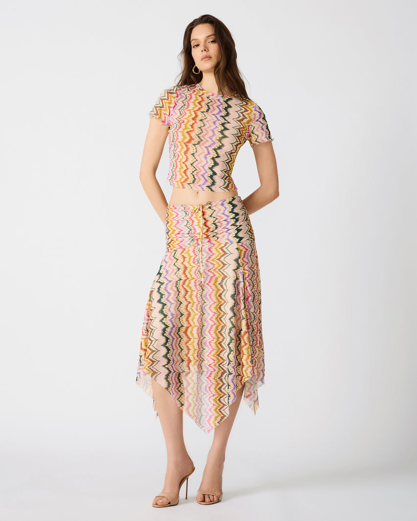 LARKE Knit Rainbow Vision Short Sleeve Cropped Women's Top | Steve Madden