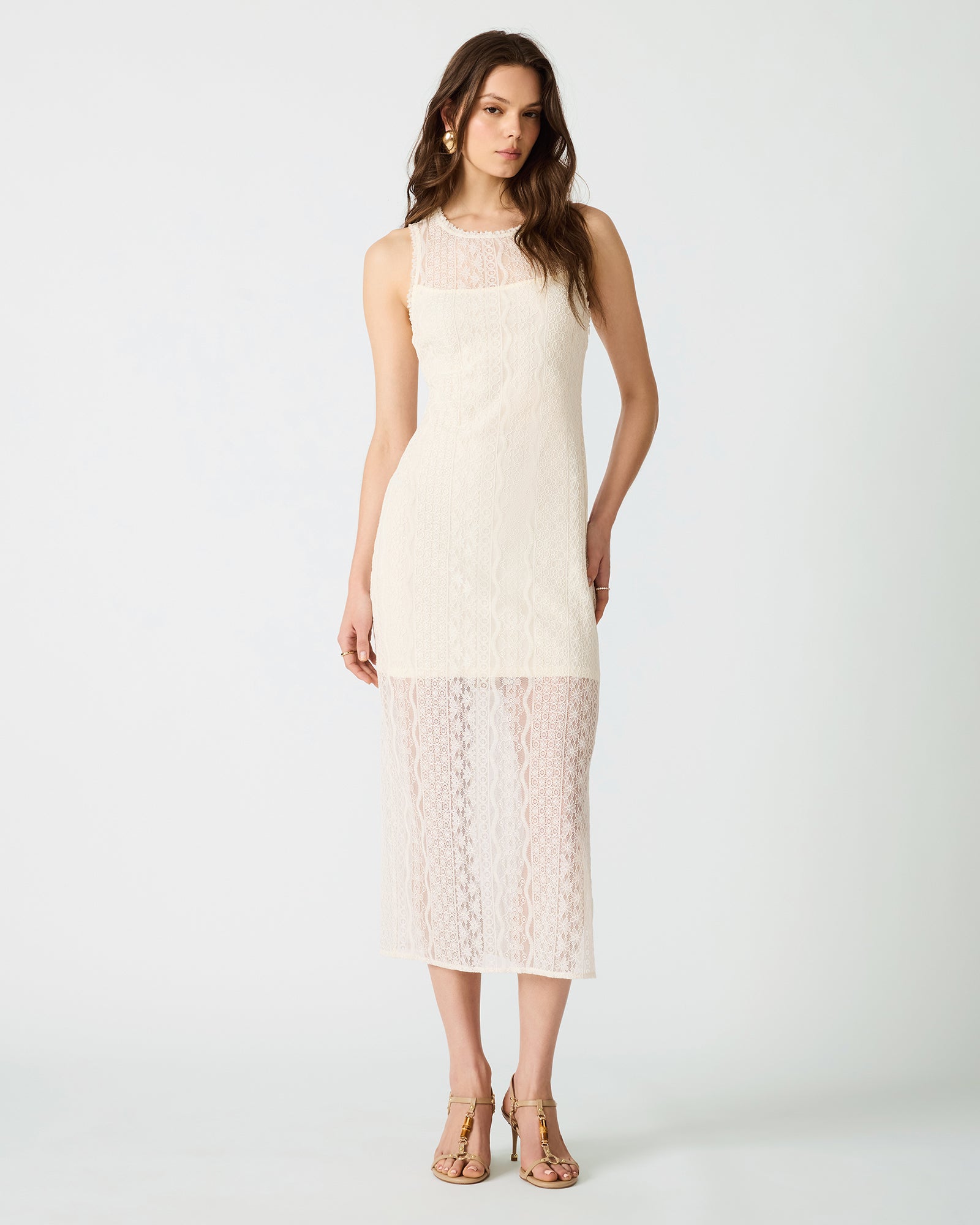 Steve Madden Women's Nyssa Crewneck Sleeveless Bodycon Dress - Ivory