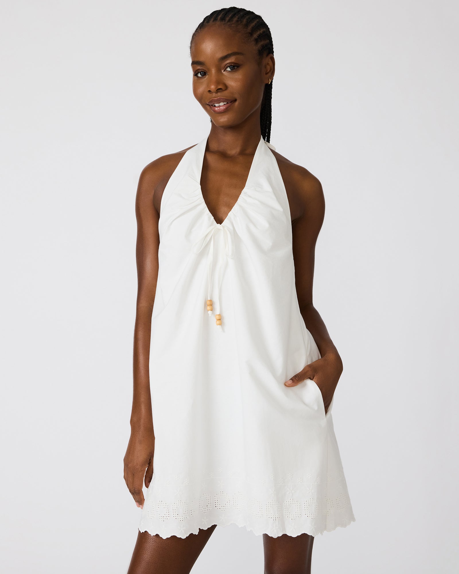 Steve Madden Women's Adana V-Neck Mini Dress - White