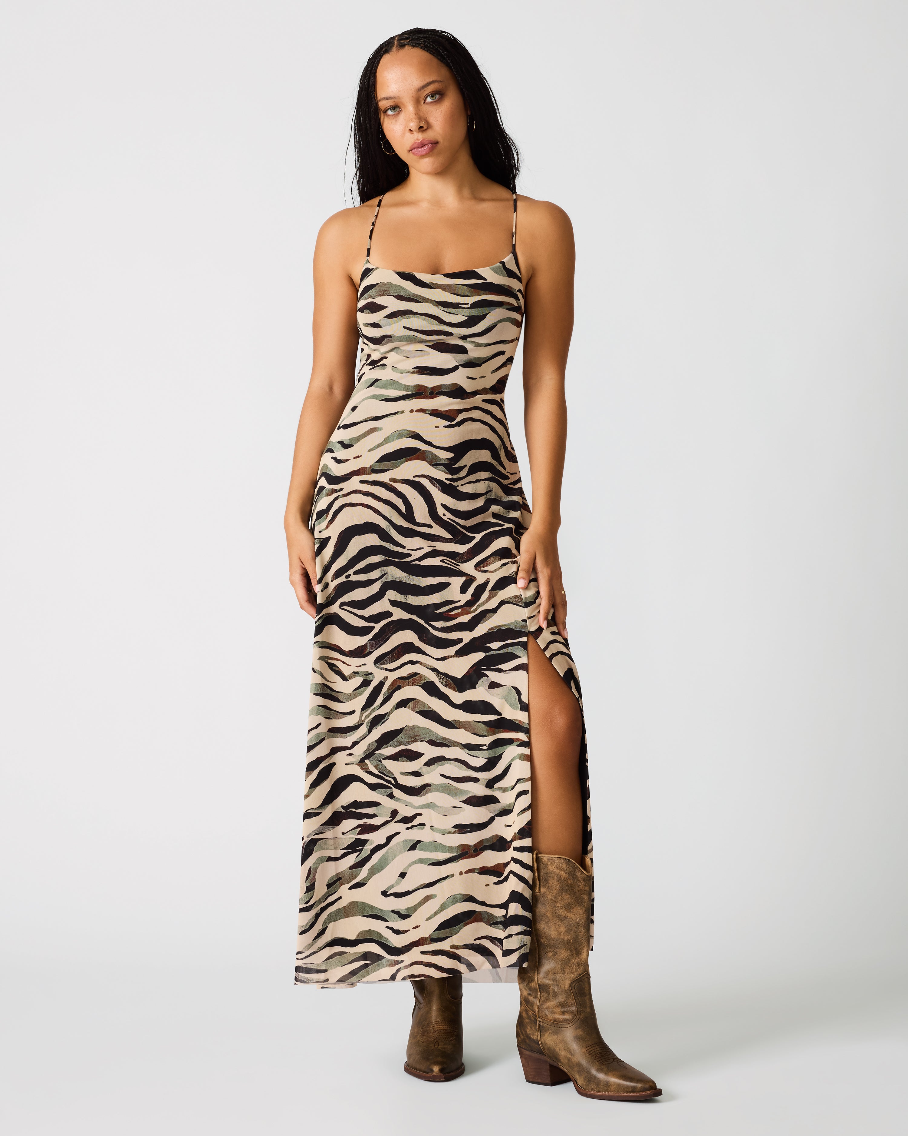ADELLA DRESS CARAMEL ZEBRA - view 6