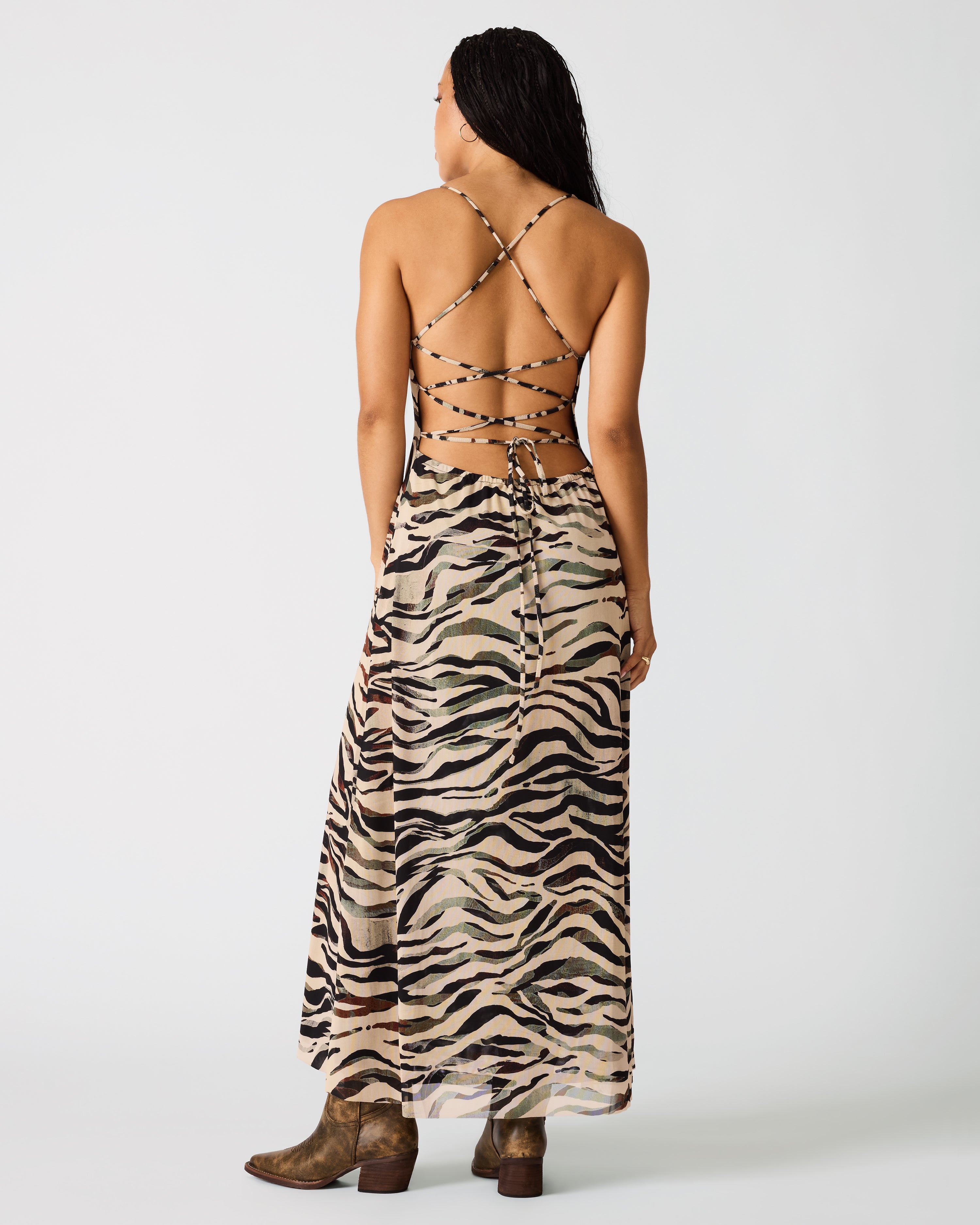 ADELLA DRESS CARAMEL ZEBRA - view 10