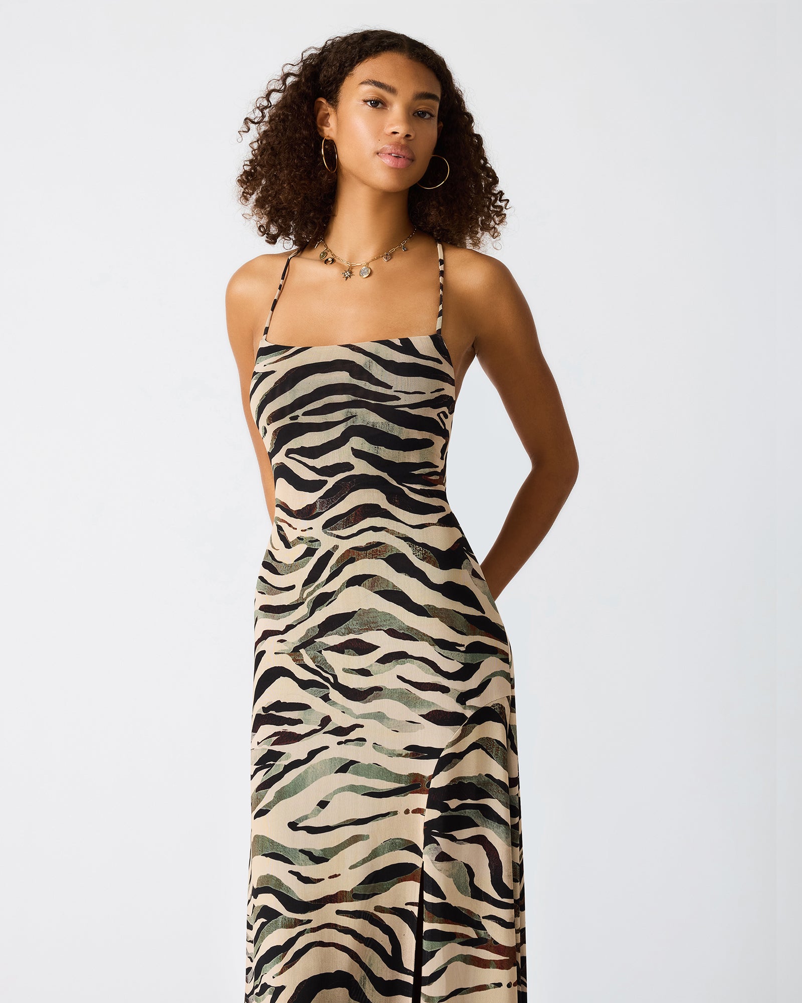 ADELLA DRESS CARAMEL ZEBRA - view 2