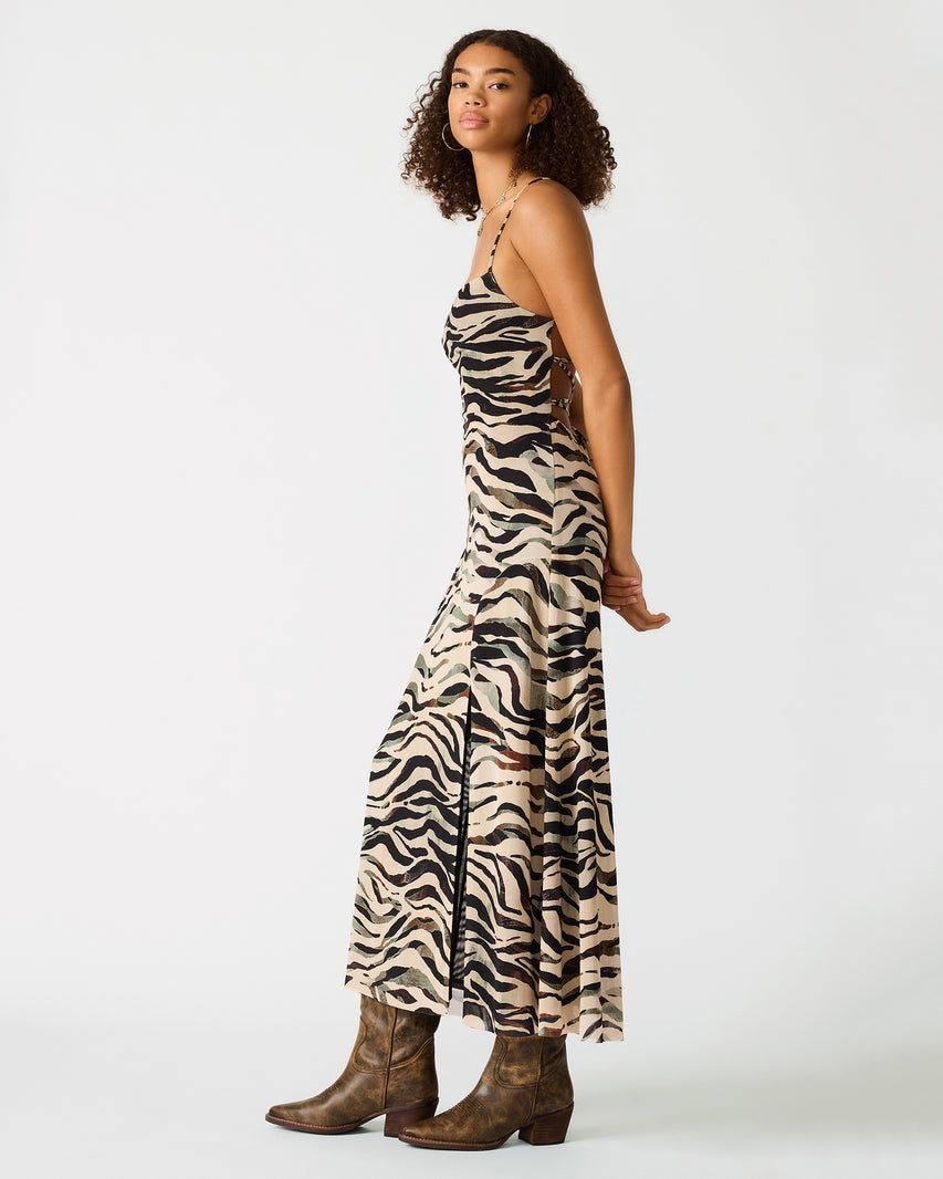 ADELLA DRESS CARAMEL ZEBRA - view 4
