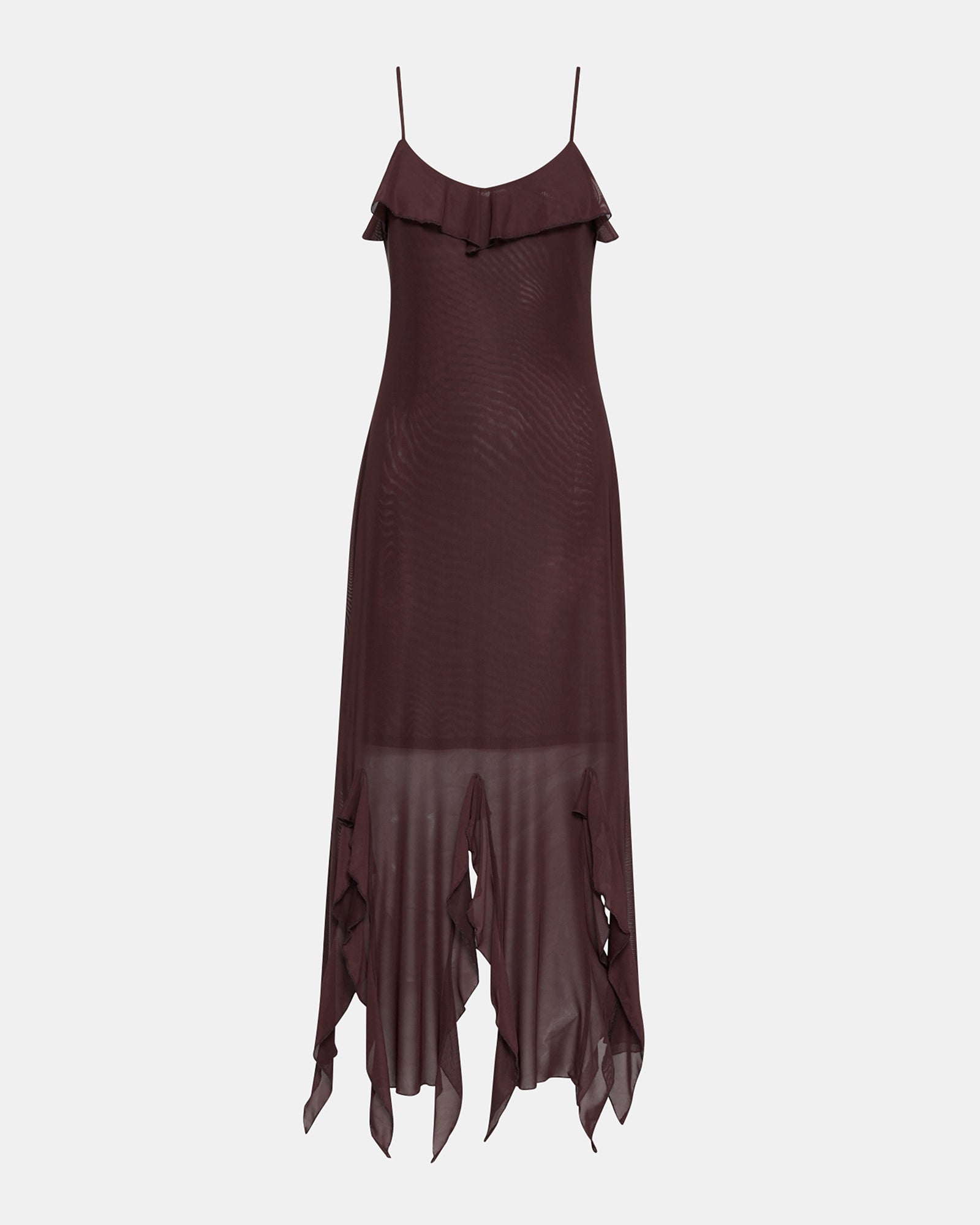 MARIANE Chocolate Sleeveless Ruffle Women's Midi Dress Steve Madden MARIANE Chocolate Sleeveless Ruffle Women's Midi Dress Steve Madden