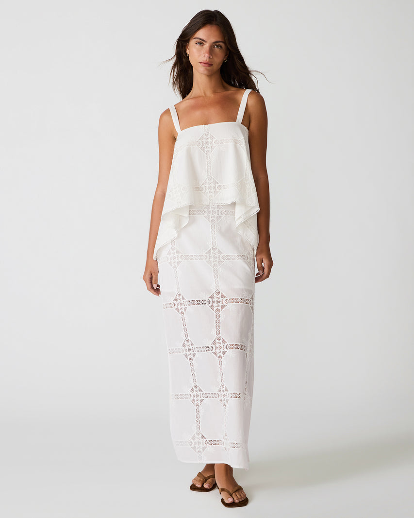 MONIQUE Antique Eyelet Lace Set Women's Maxi Skirt | Steve Madden