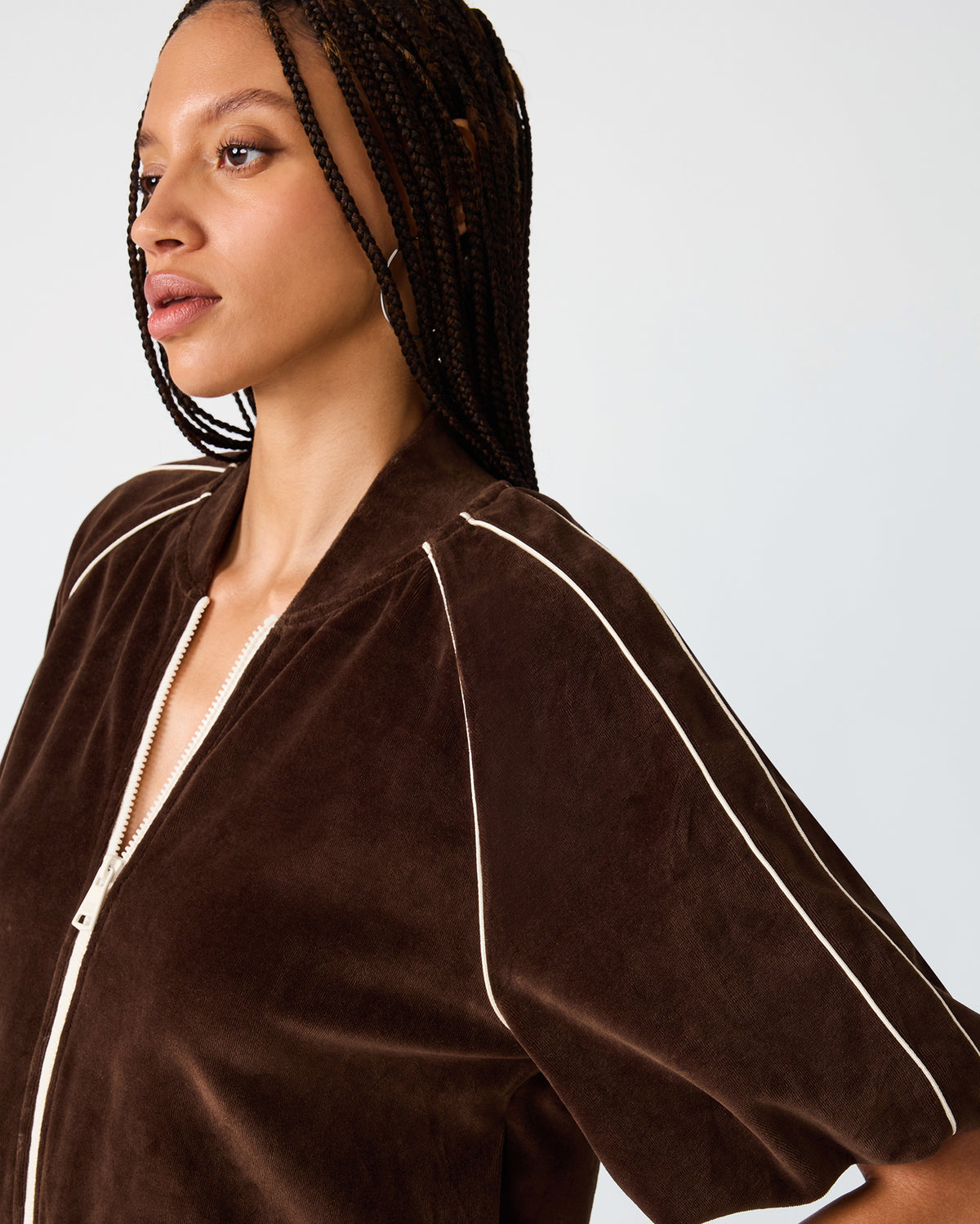 VELOUR TRACK JACKET DARK ESPRESSO - view 5