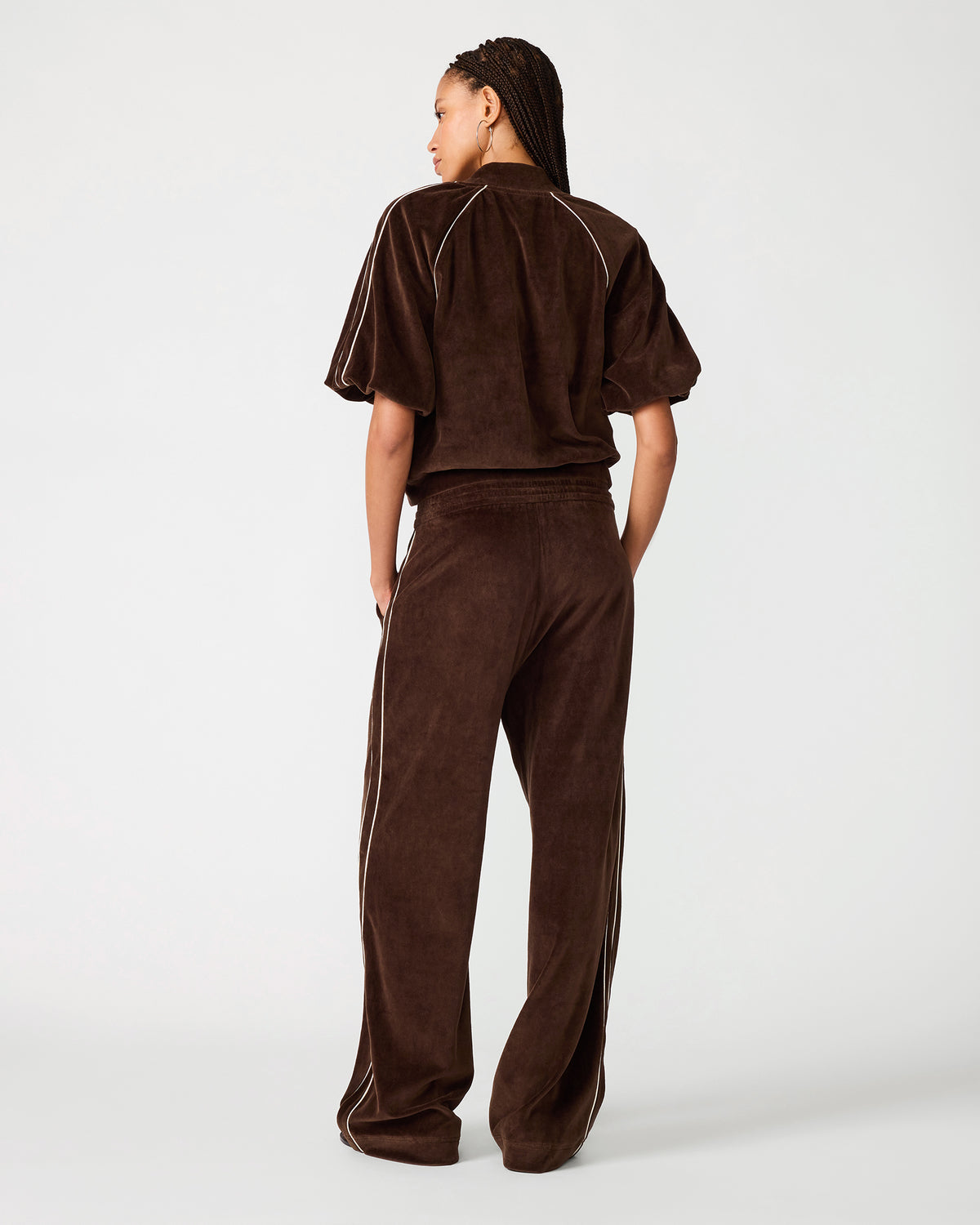 VELOUR TRACK JACKET DARK ESPRESSO - view 4