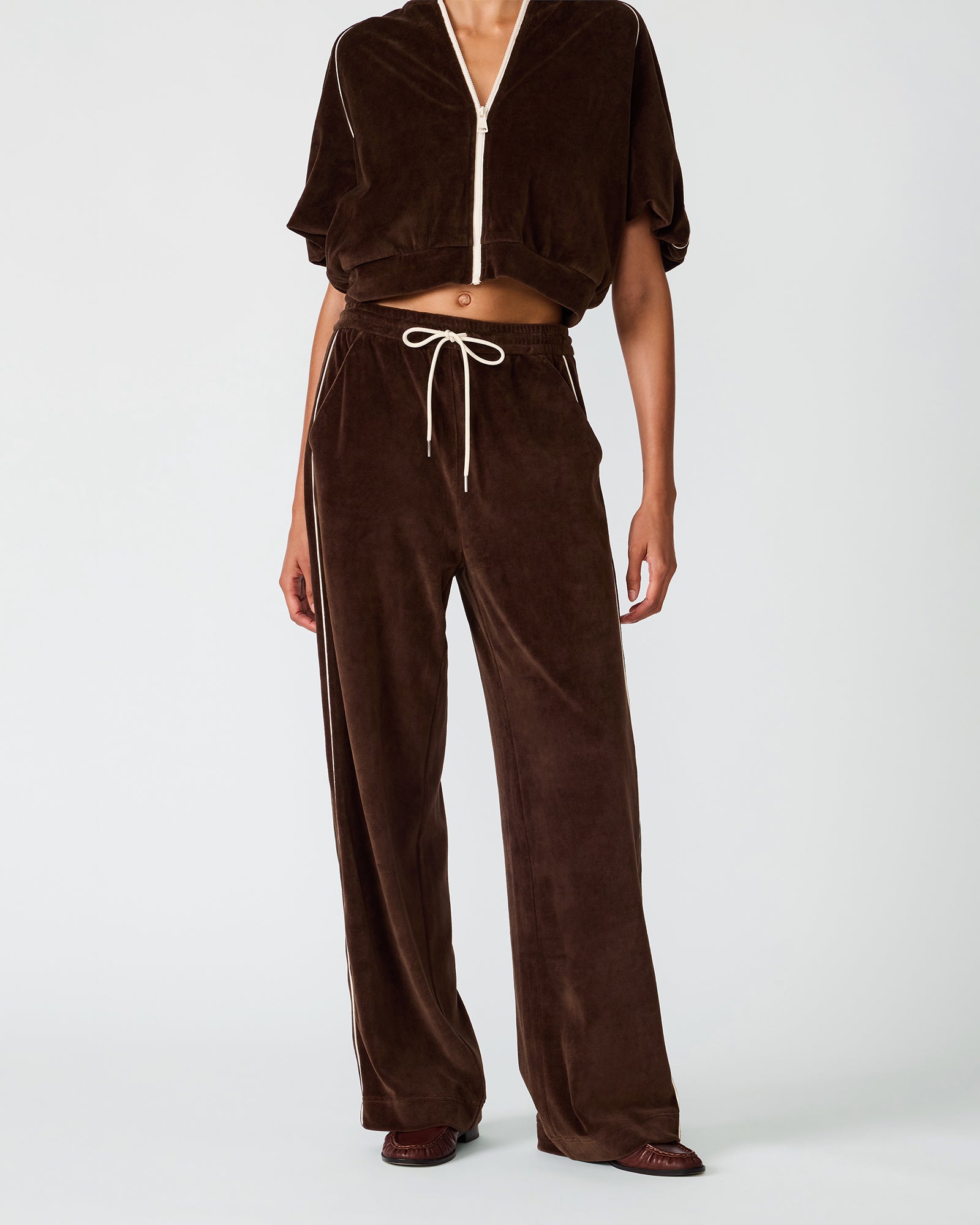 VELOUR TRACK PANT DARK ESPRESSO - view 2