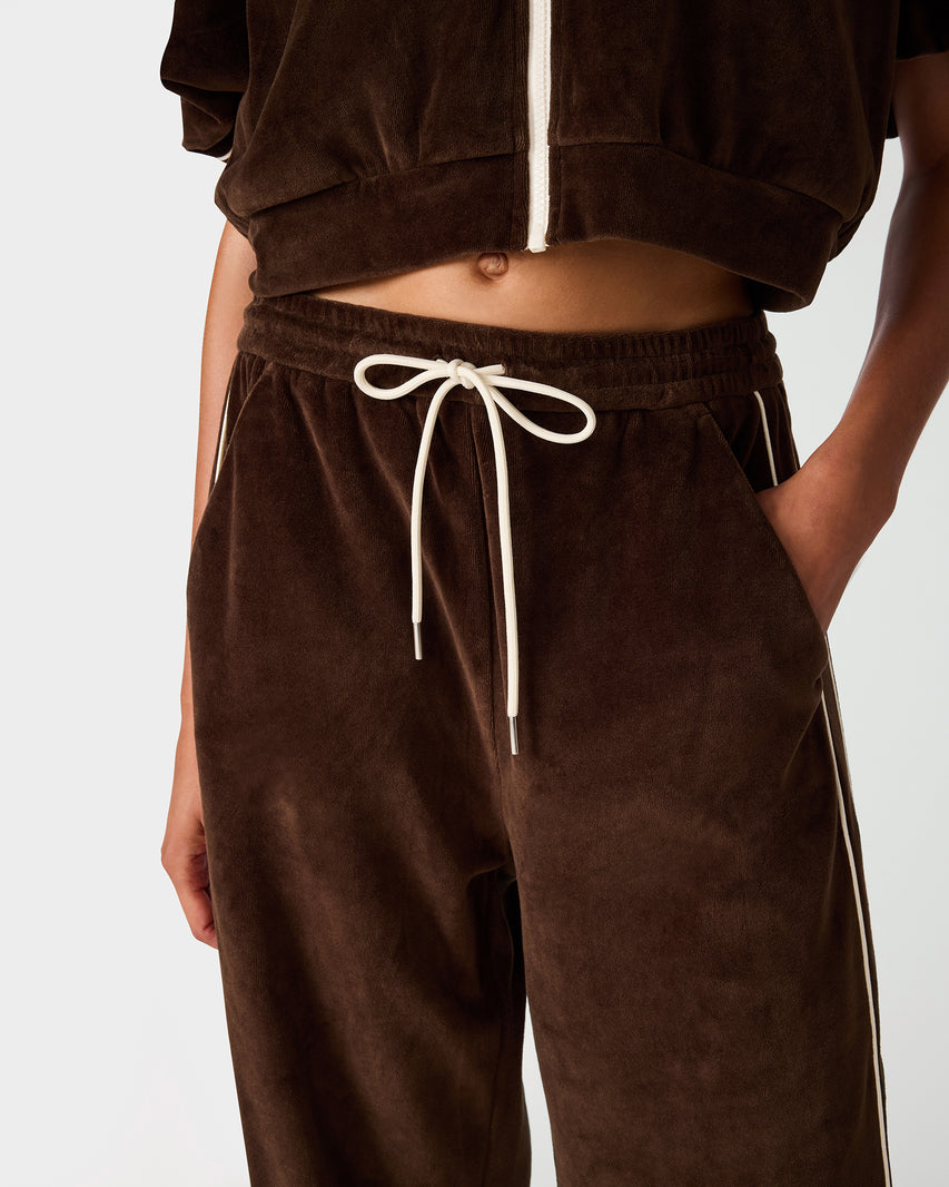 VELOUR TRACK PANT DARK ESPRESSO - view 5