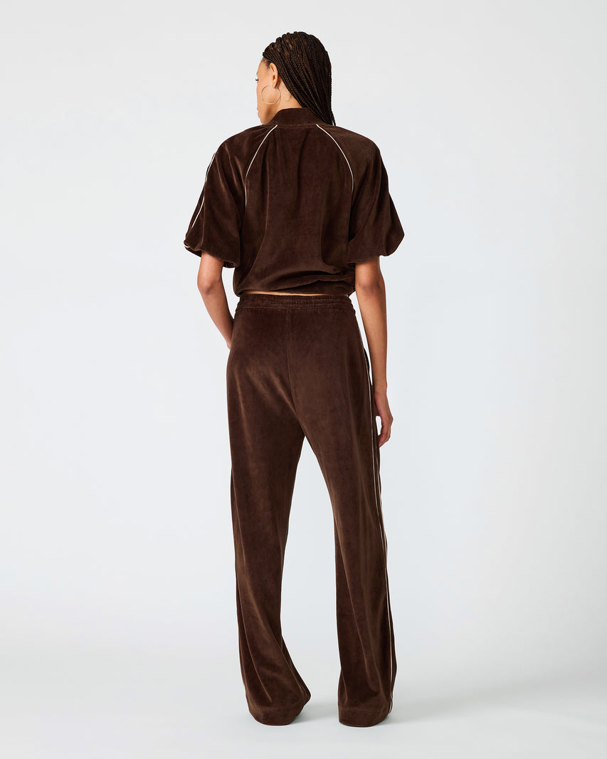 VELOUR TRACK PANT DARK ESPRESSO - view 3