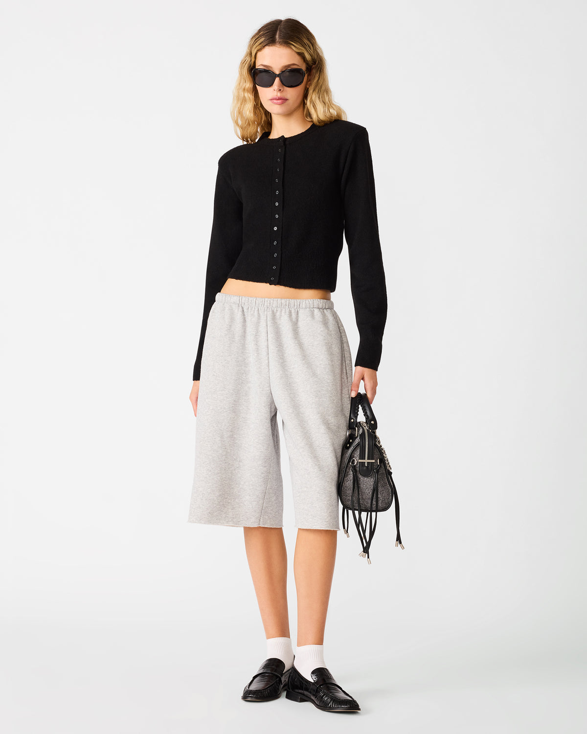 FLEECE Light Heather Grey Bottoms Women's Sweat Shorts | Steve Madden