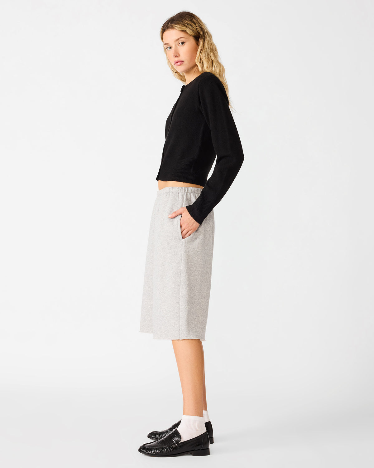 FLEECE SWEAT SHORT LIGHT HEATHER GREY - view 3